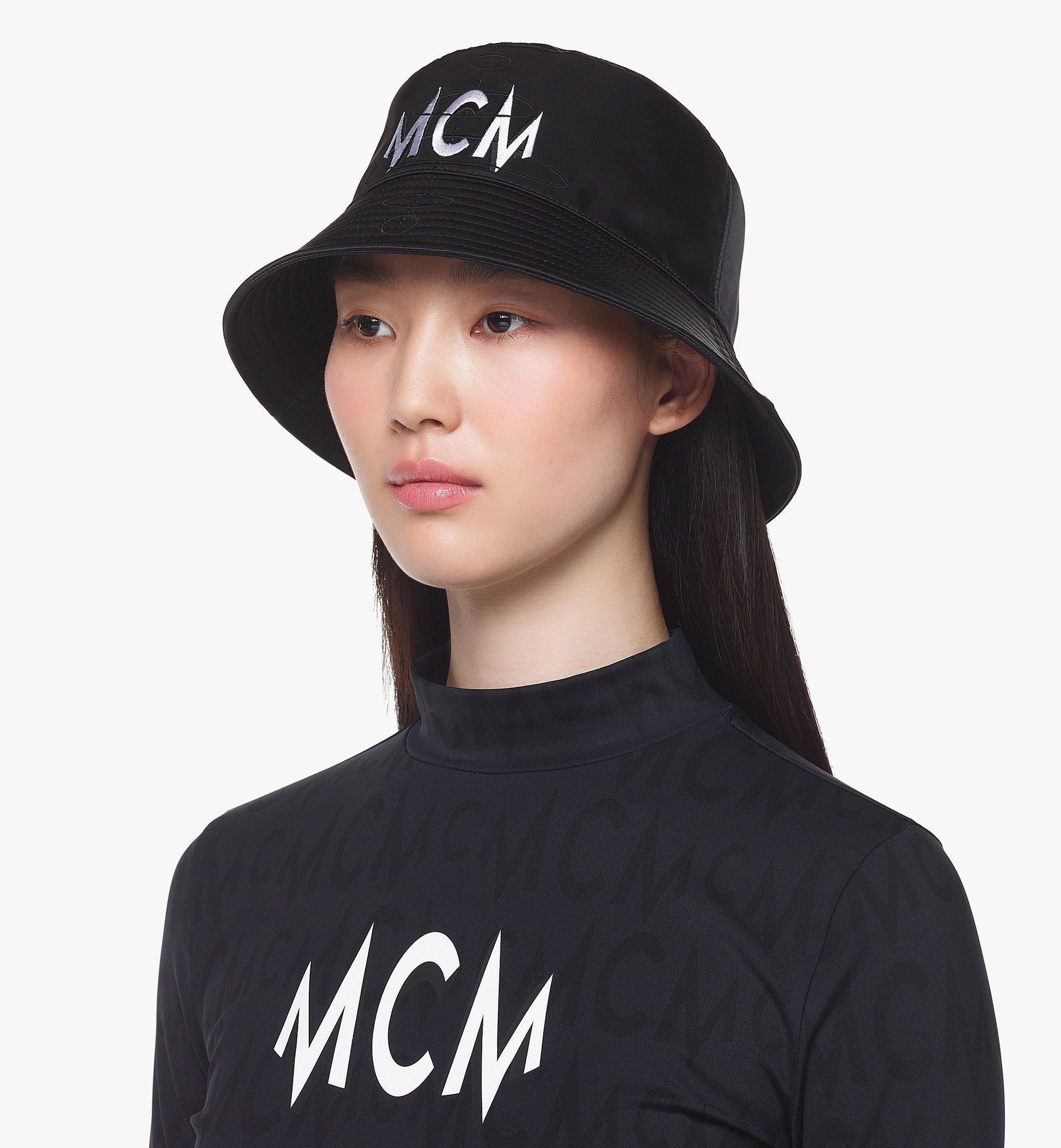 MCM Logo Embroidery Bucket Hat in Nylon Twill Black MEHDAMM04BK001 Alternate View 2