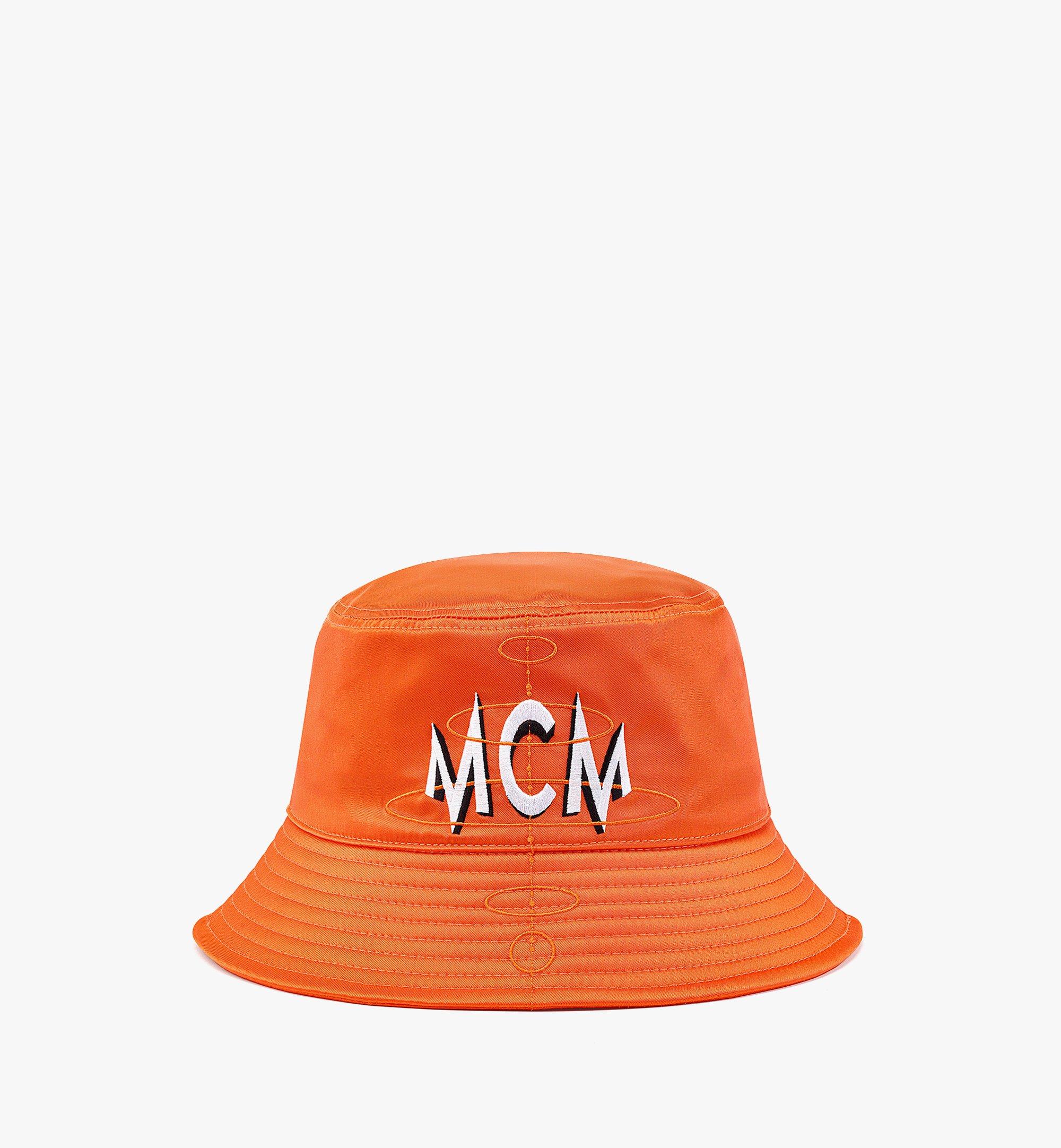 MCM Logo Embroidery Bucket Hat in Nylon Twill Orange MEHDAMM04O0001 Alternate View 1