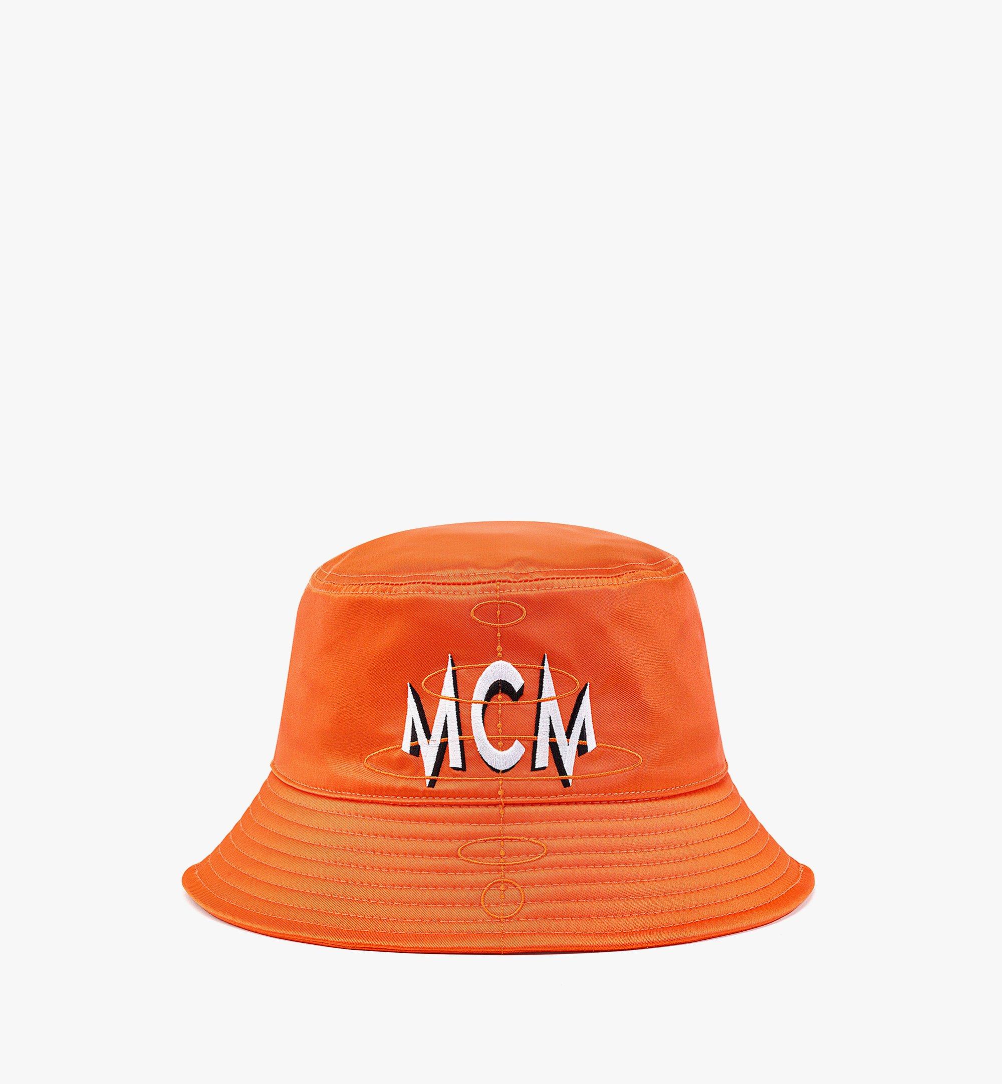 One Size Logo Embroidery Bucket Hat in Nylon Twill Orange | MCM ®US