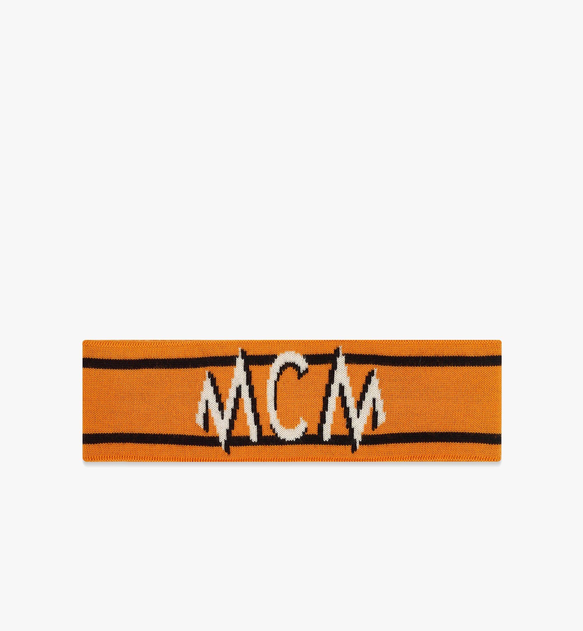 MCM Intarsia Logo Wool Headband Orange MEHDAMM07O0001 Alternate View 1