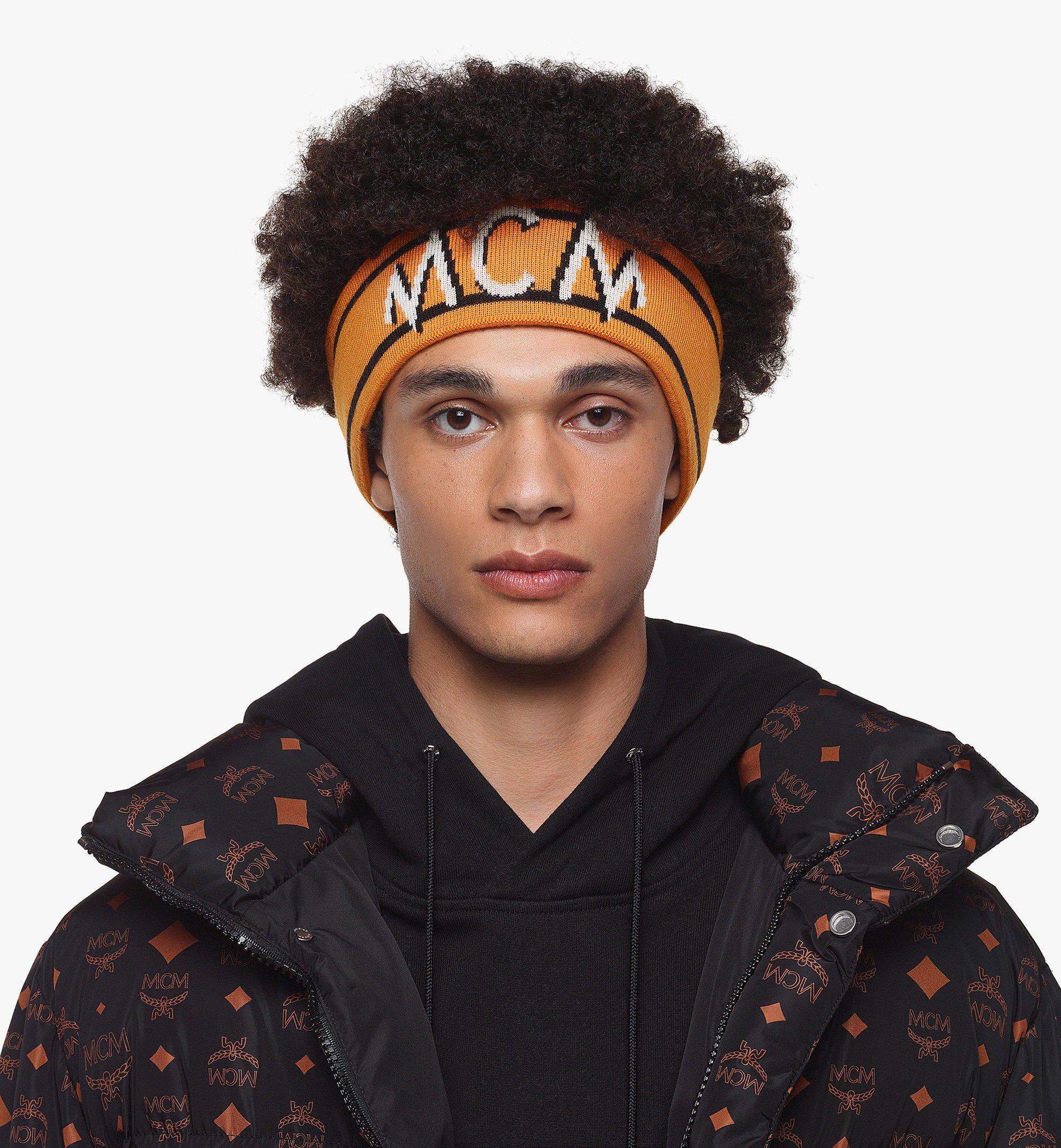 MCM Intarsia Logo Wool Headband Orange MEHDAMM07O0001 Alternate View 2