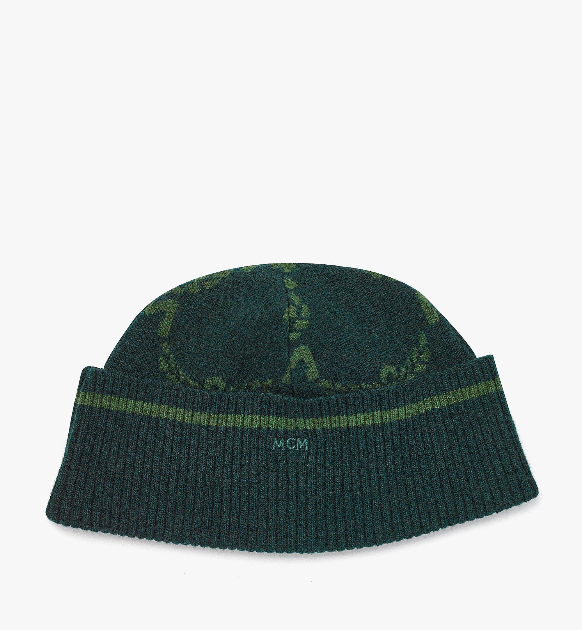 MCM Lauretos Beanie in Wool and Recycled Cashmere Green MEHEAMM03G0001 Alternate View 1