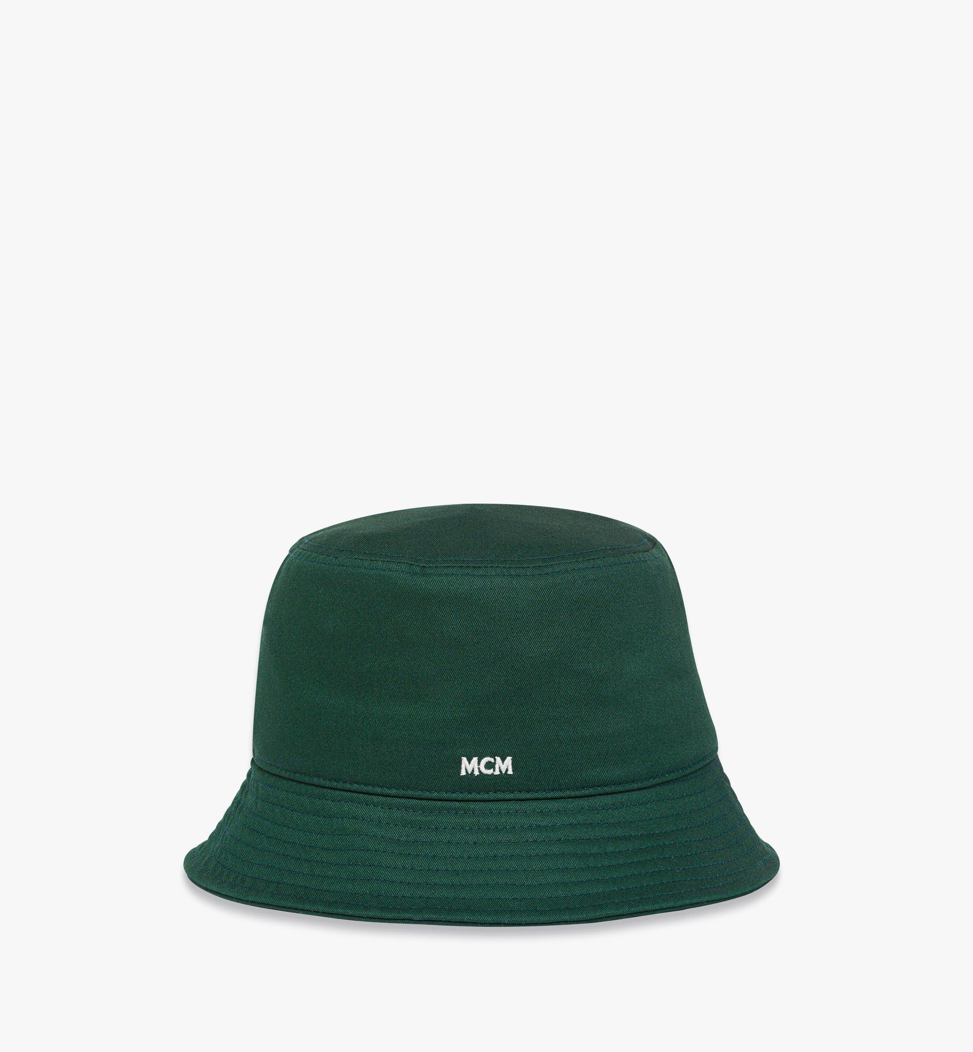 M / 58cm / 22.8" Essential Logo Bucket Hat in Cotton Twill Green MCM ®SG