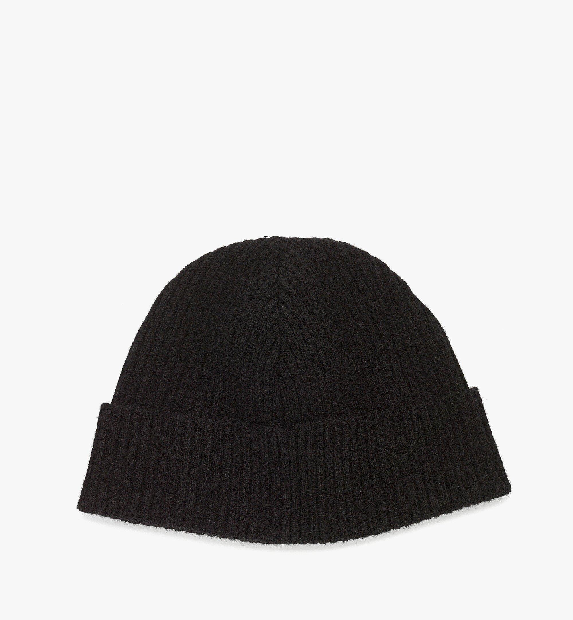 MCM Wool Beanie w/ Monogram Print ECONYL® Pocket Black MEHFAMM01BK001 Alternate View 1