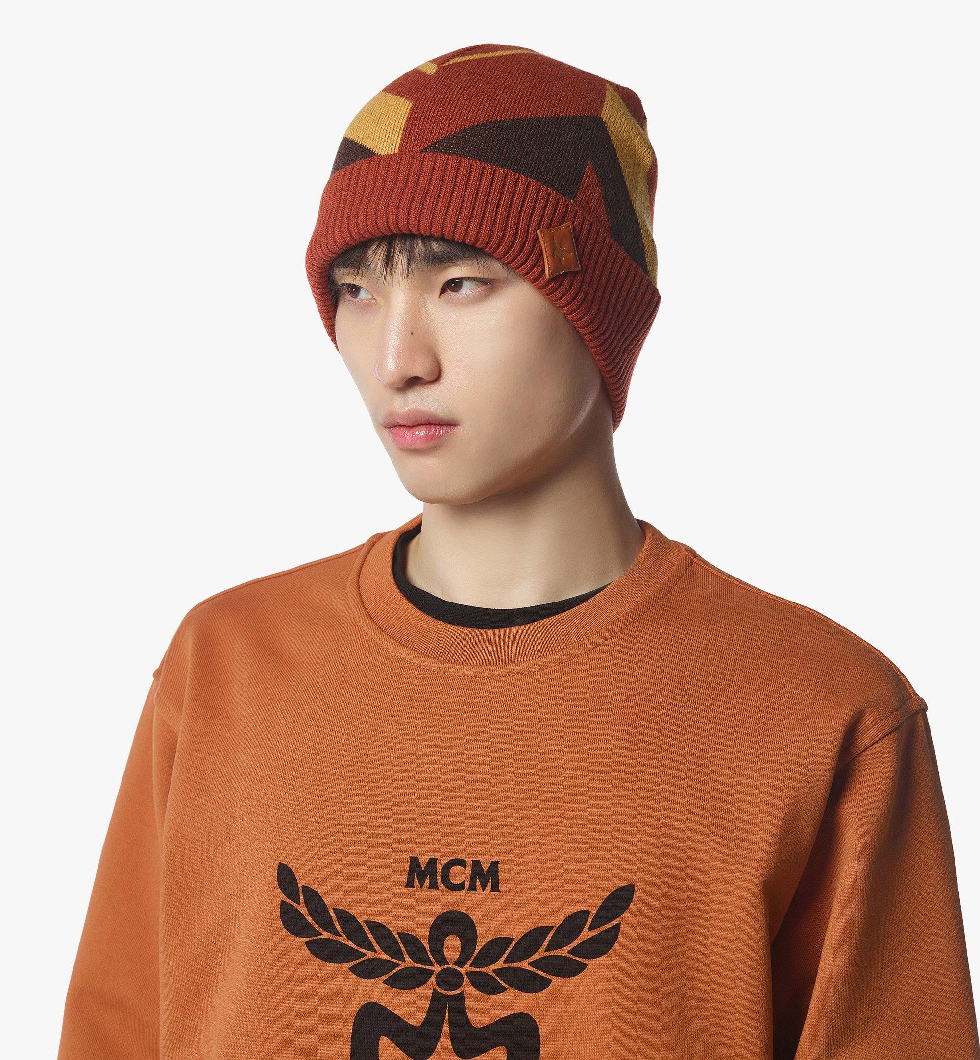 MCM Beanie aus Woll-Kaschmir-Jacquard mit Mega-Fischgrätmuster Gold MEHFAMM03Y0001 Noch mehr sehen 3