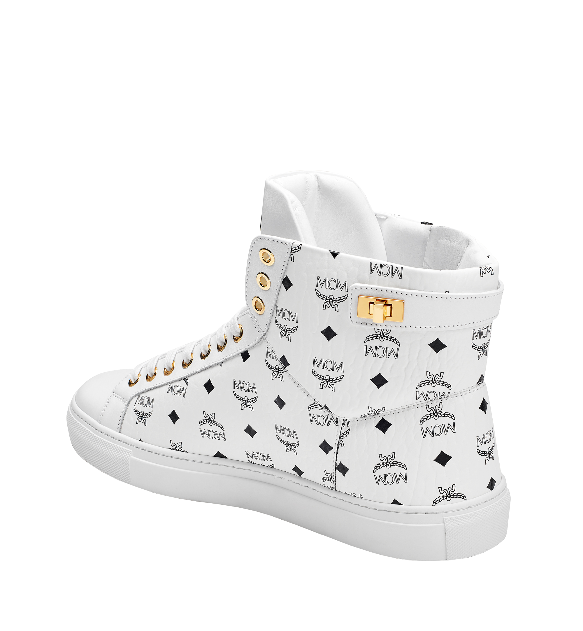 MCM Baskets montantes Turnlock en Visetos pour femme White MES7AMM01WT040 Plus de photos 1