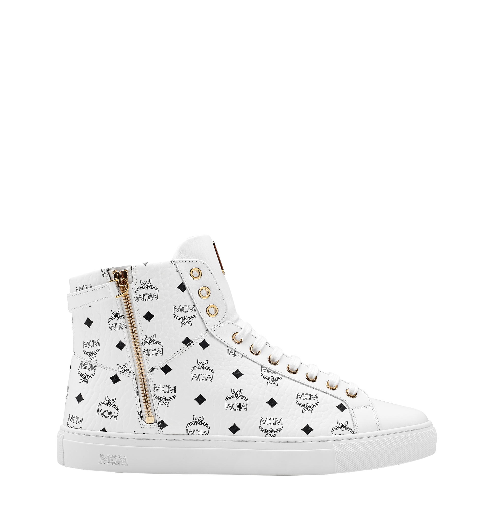 MCM Baskets montantes Turnlock en Visetos pour femme White MES7AMM01WT040 Plus de photos 2