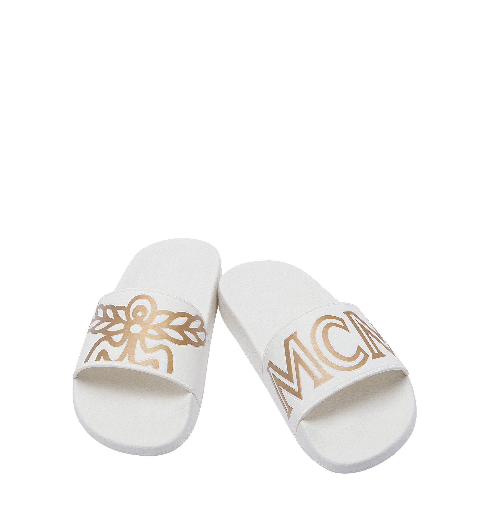 MCM Claquettes en Visetos pour homme White MES7AMM02WT035 Plus de photos 3