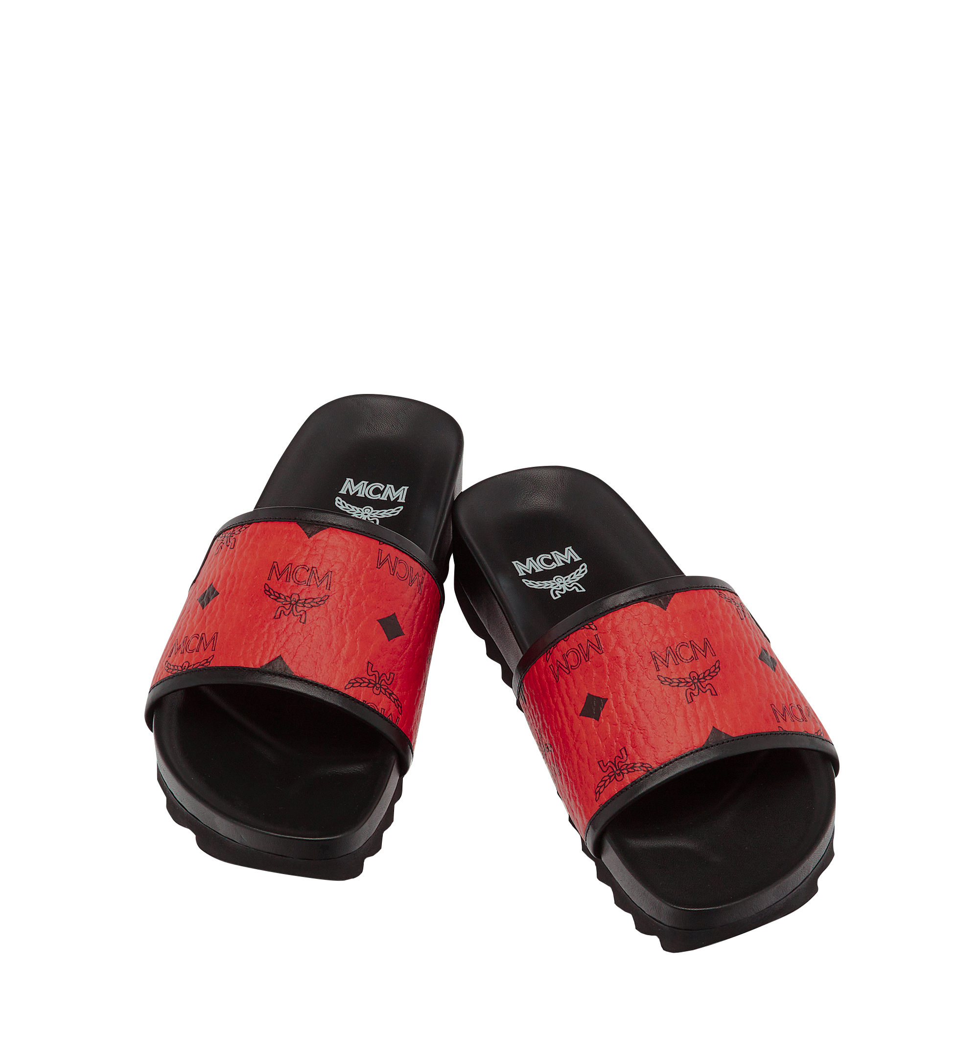 MCM Women's Slides in Visetos Red MES7S2K05RU036 Alternate View 3