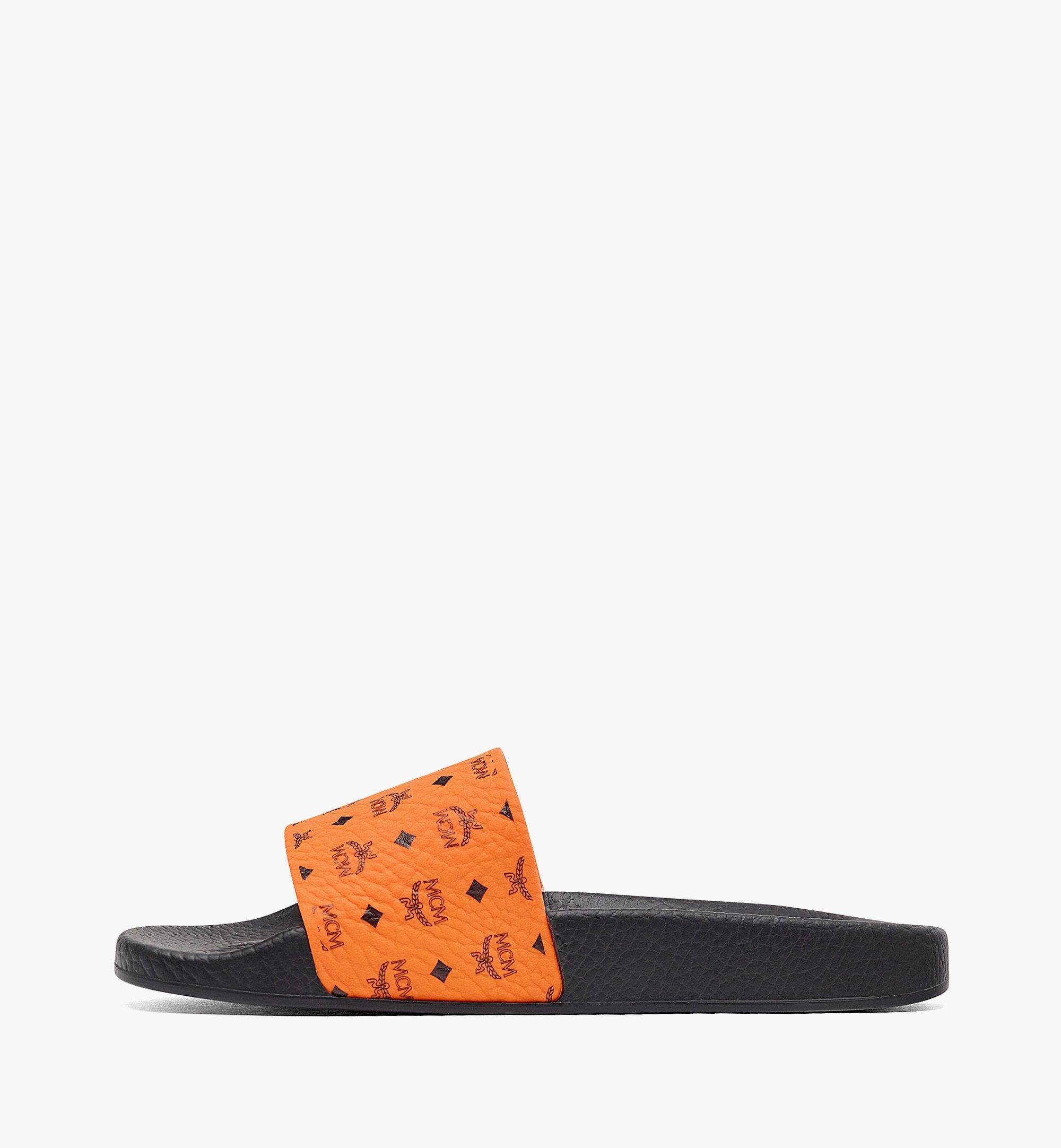 MCM Women’s Visetos Rubber Slides Orange MES8AMM60O9035 Alternate View 1