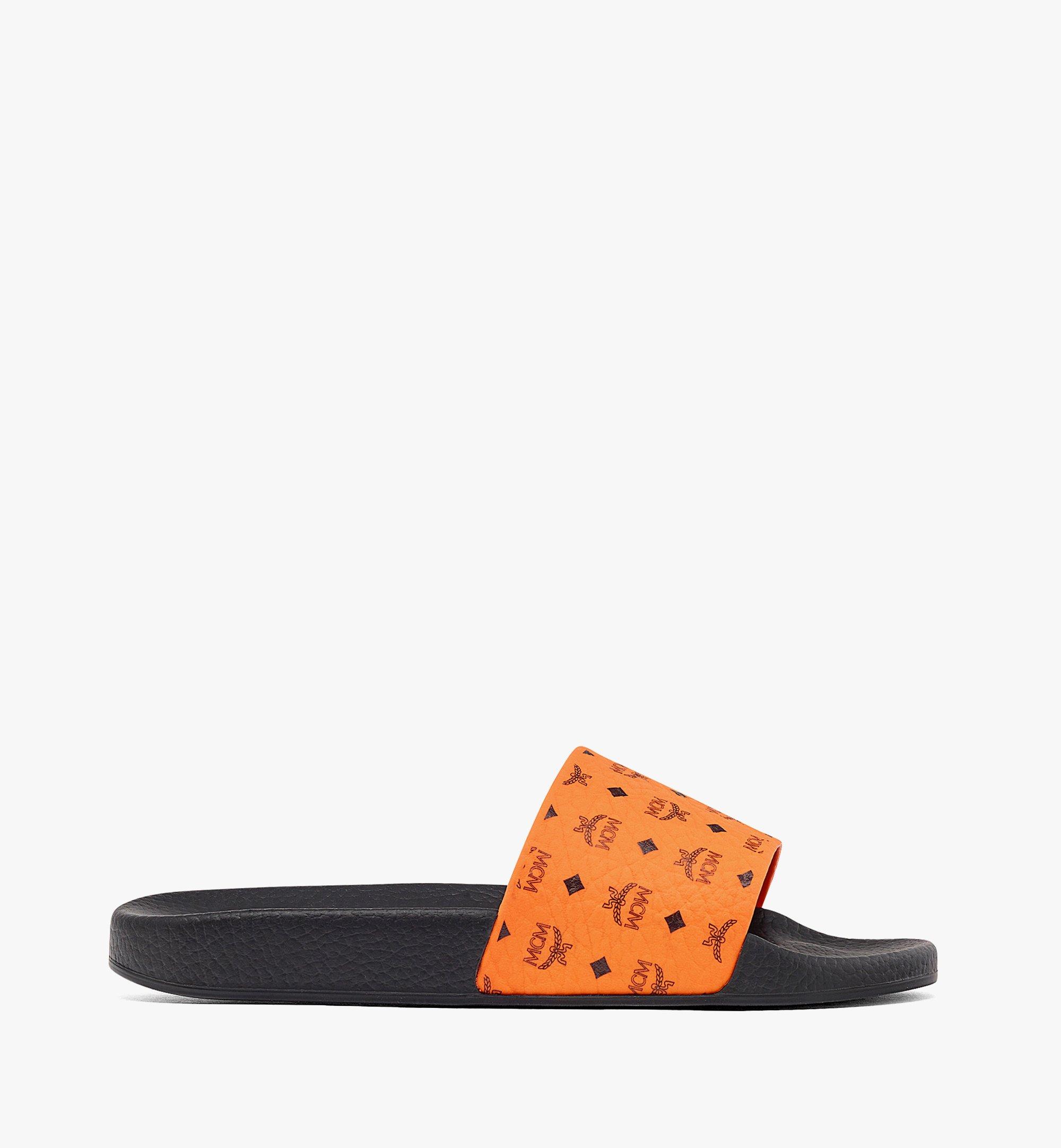 MCM Women’s Visetos Rubber Slides Orange MES8AMM60O9035 Alternate View 3