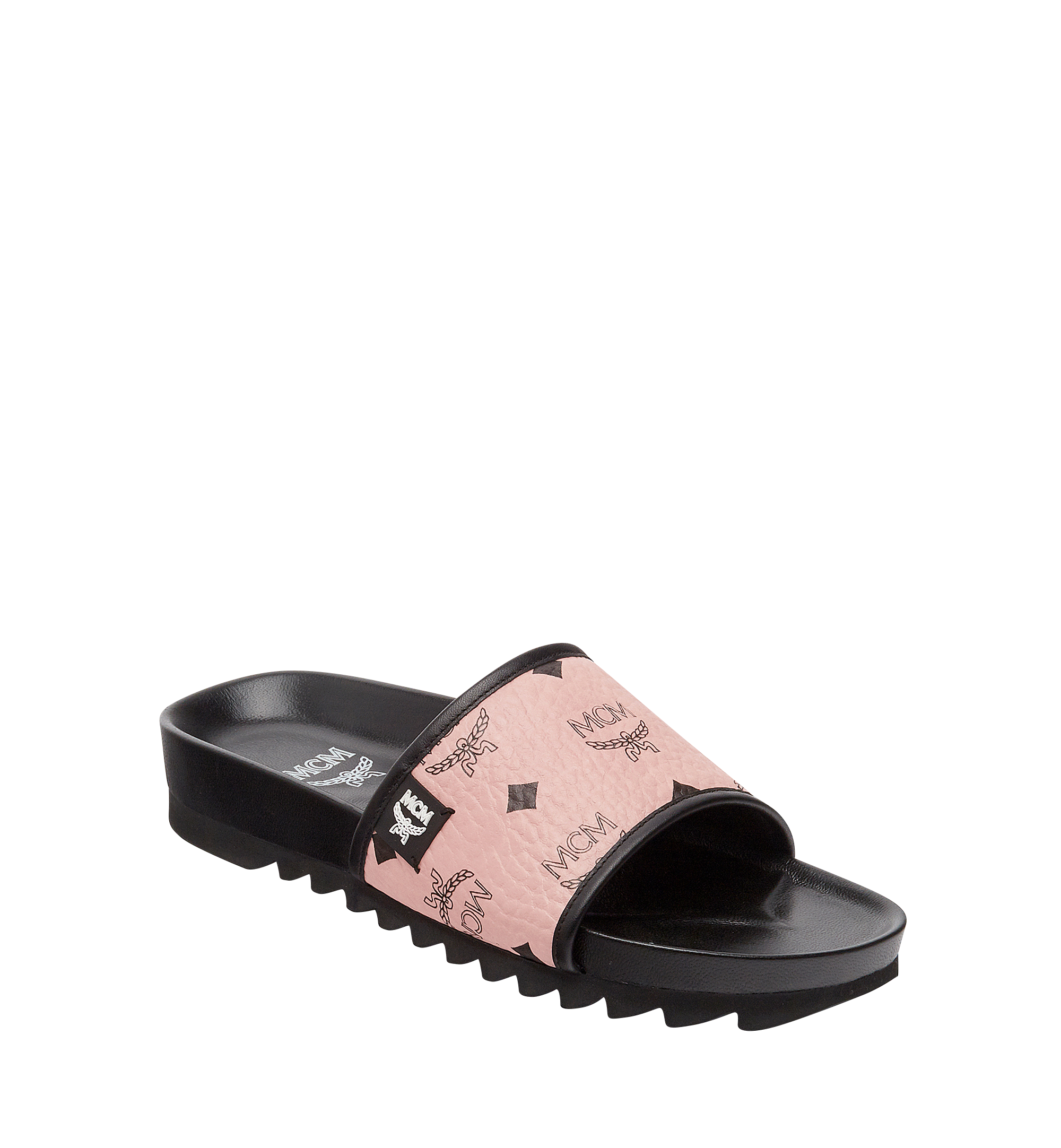 MCM Women's Slides in Visetos Pink MES8S2K05PZ040 Alternate View 1