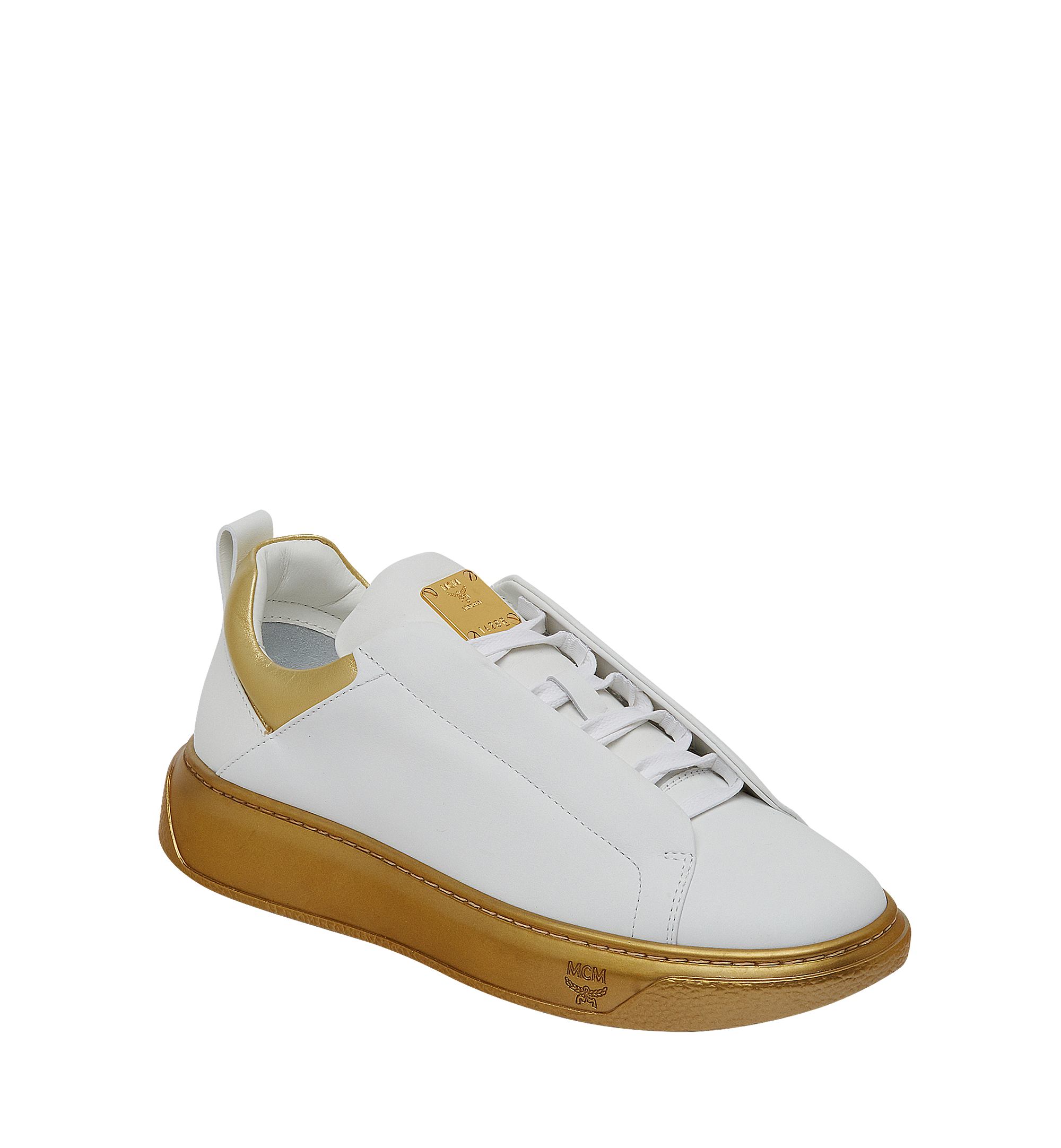 MCM Tief geschnittene Damensneaker aus Leder mit Diamantenmuster an Sohle Gold MES8SMM21DB035 Noch mehr sehen 1