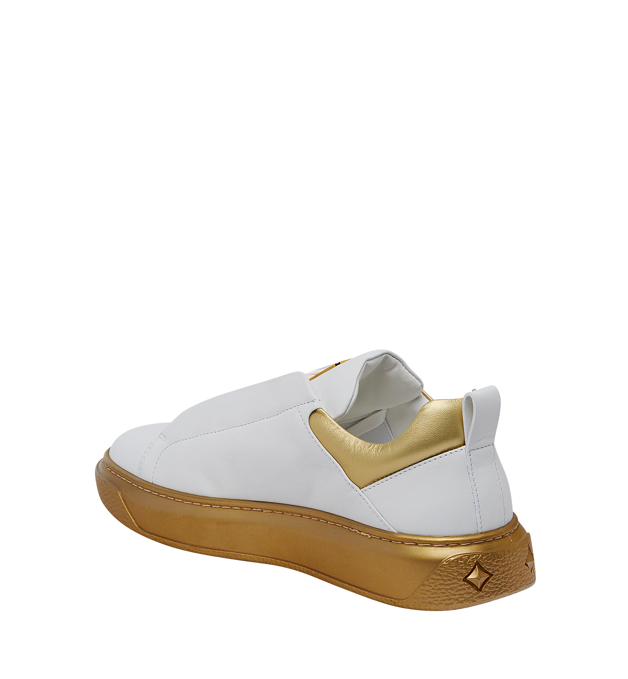 MCM Tief geschnittene Damensneaker aus Leder mit Diamantenmuster an Sohle Gold MES8SMM21DB035 Noch mehr sehen 1