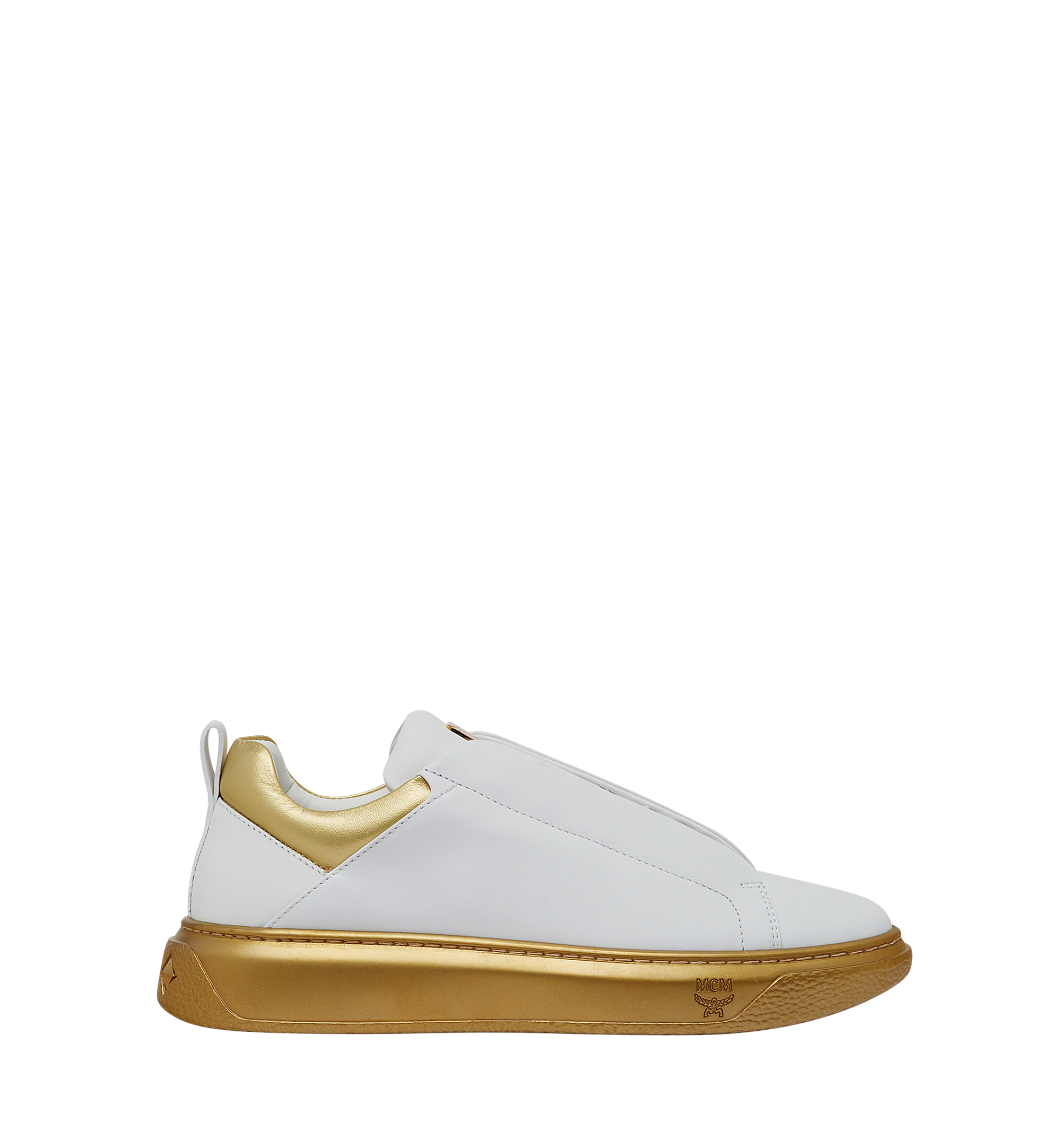 MCM Tief geschnittene Damensneaker aus Leder mit Diamantenmuster an Sohle Gold MES8SMM21DB035 Noch mehr sehen 2