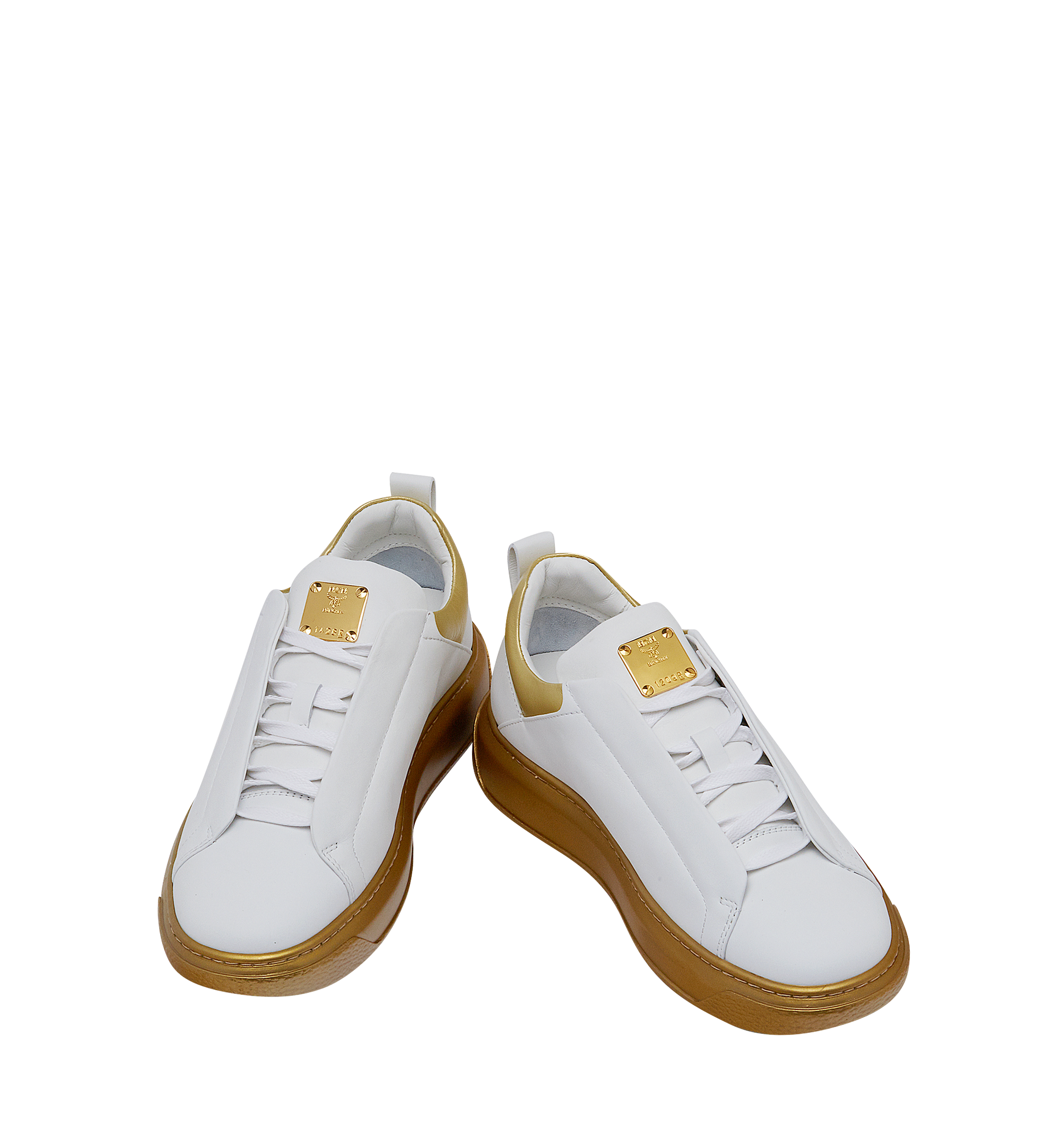 MCM Tief geschnittene Damensneaker aus Leder mit Diamantenmuster an Sohle Gold MES8SMM21DB035 Noch mehr sehen 3
