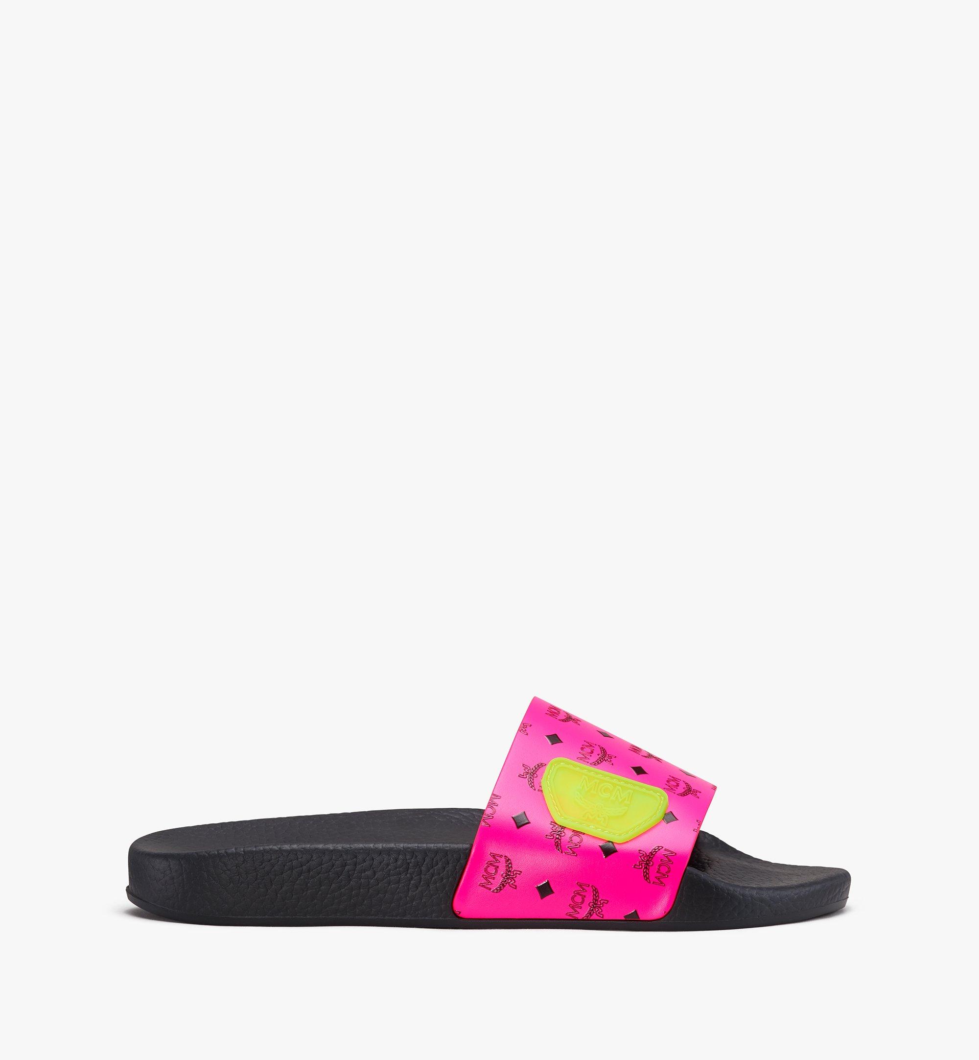 36 Women's Flo Monogram Rubber Slides Neon Pink | MCM® US