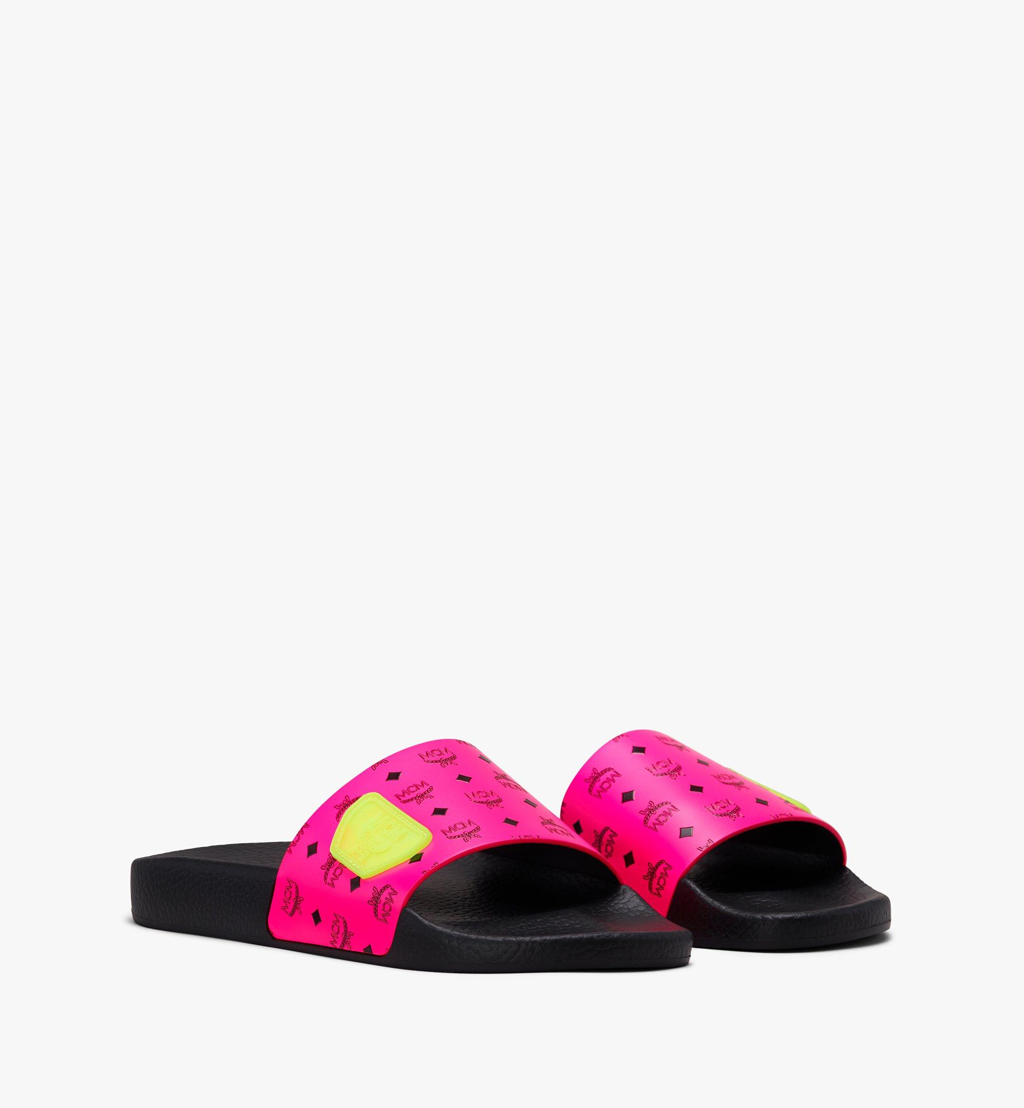 40 Women's Flo Monogram Rubber Slides Neon Pink | MCM® US