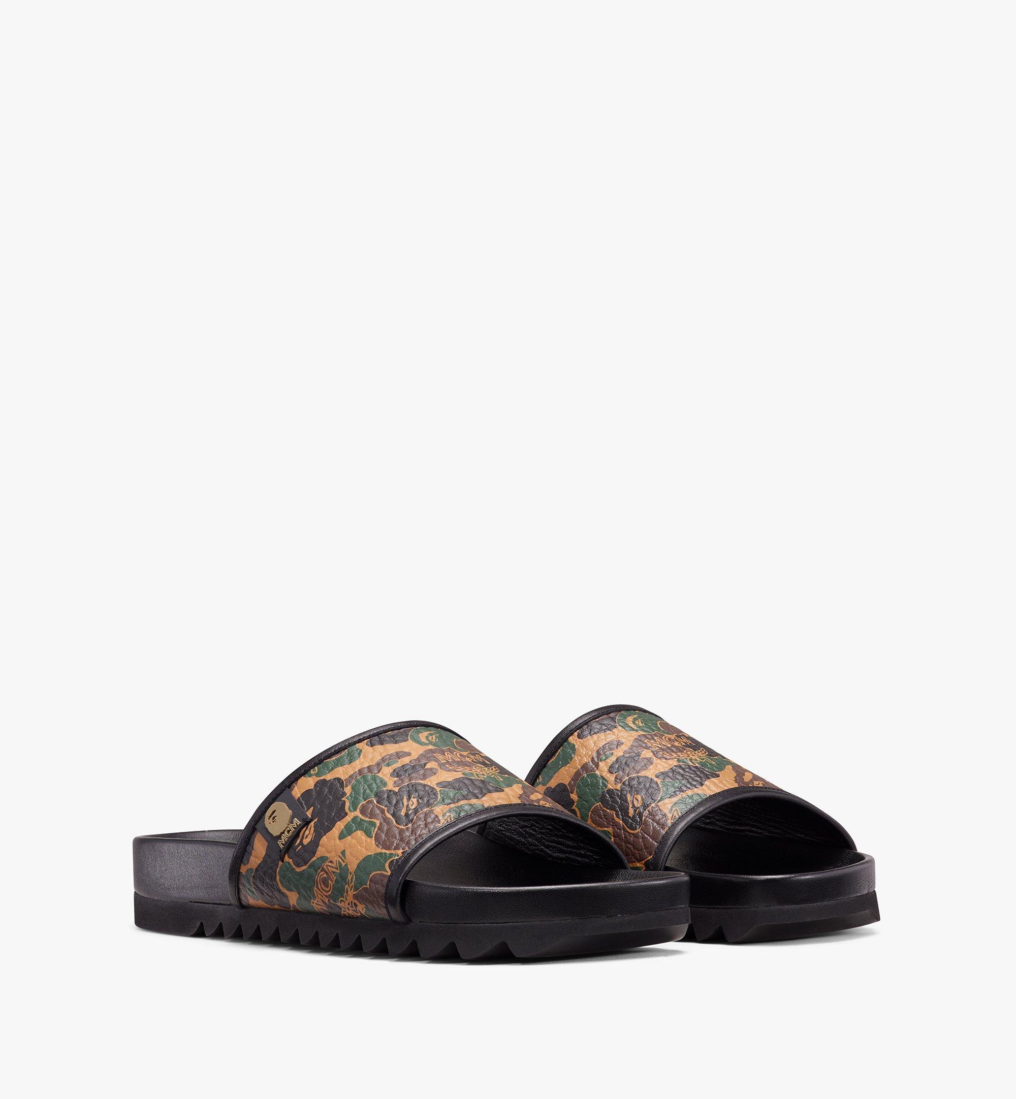 55 Women's MCM x BAPE Slides in Camo Visetos Brown MCM ®US