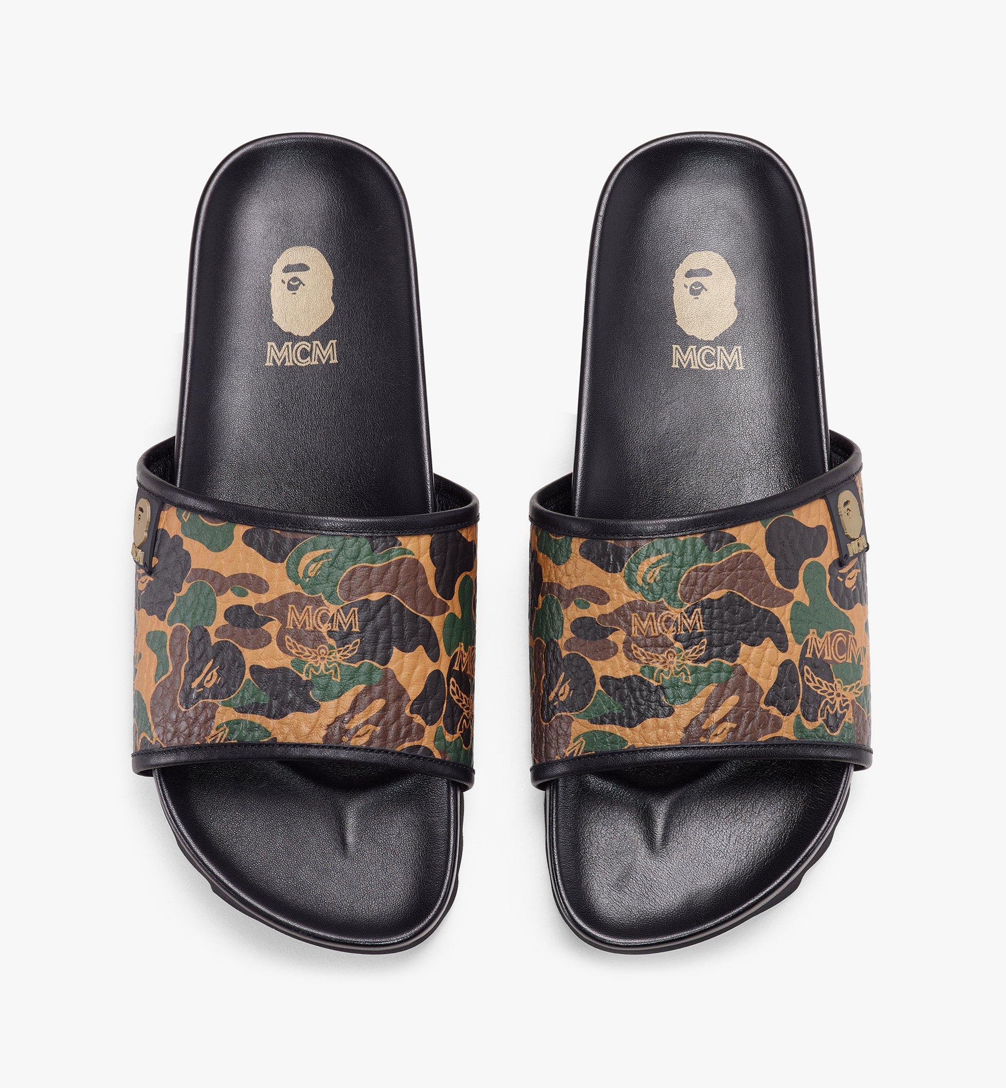 55 Women's MCM x BAPE Slides in Camo Visetos Brown | MCM ®US