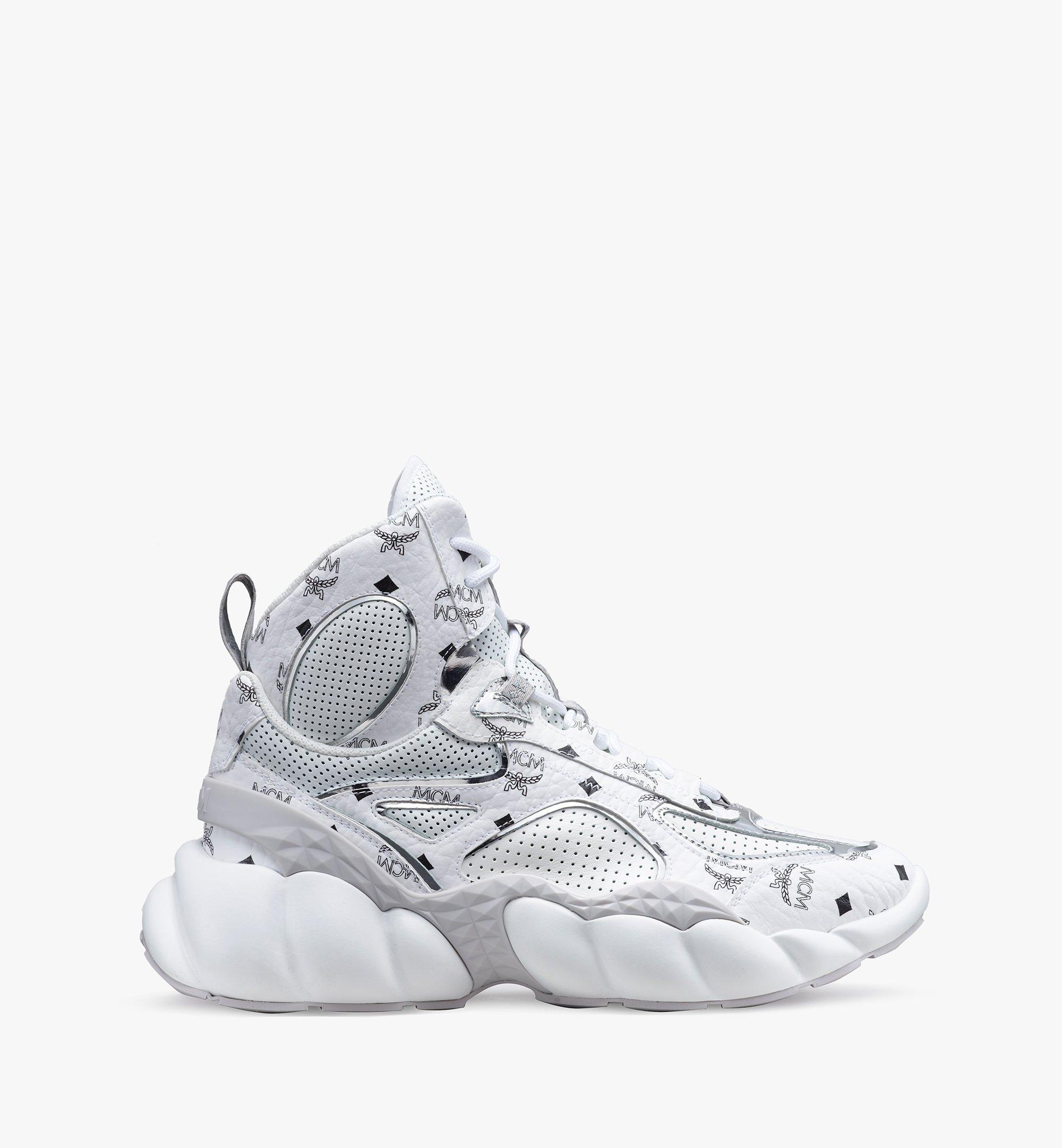 MCM Women's High-Top Himmel Sneaker in Visetos  MES9ANX03WS035 Alternate View 1