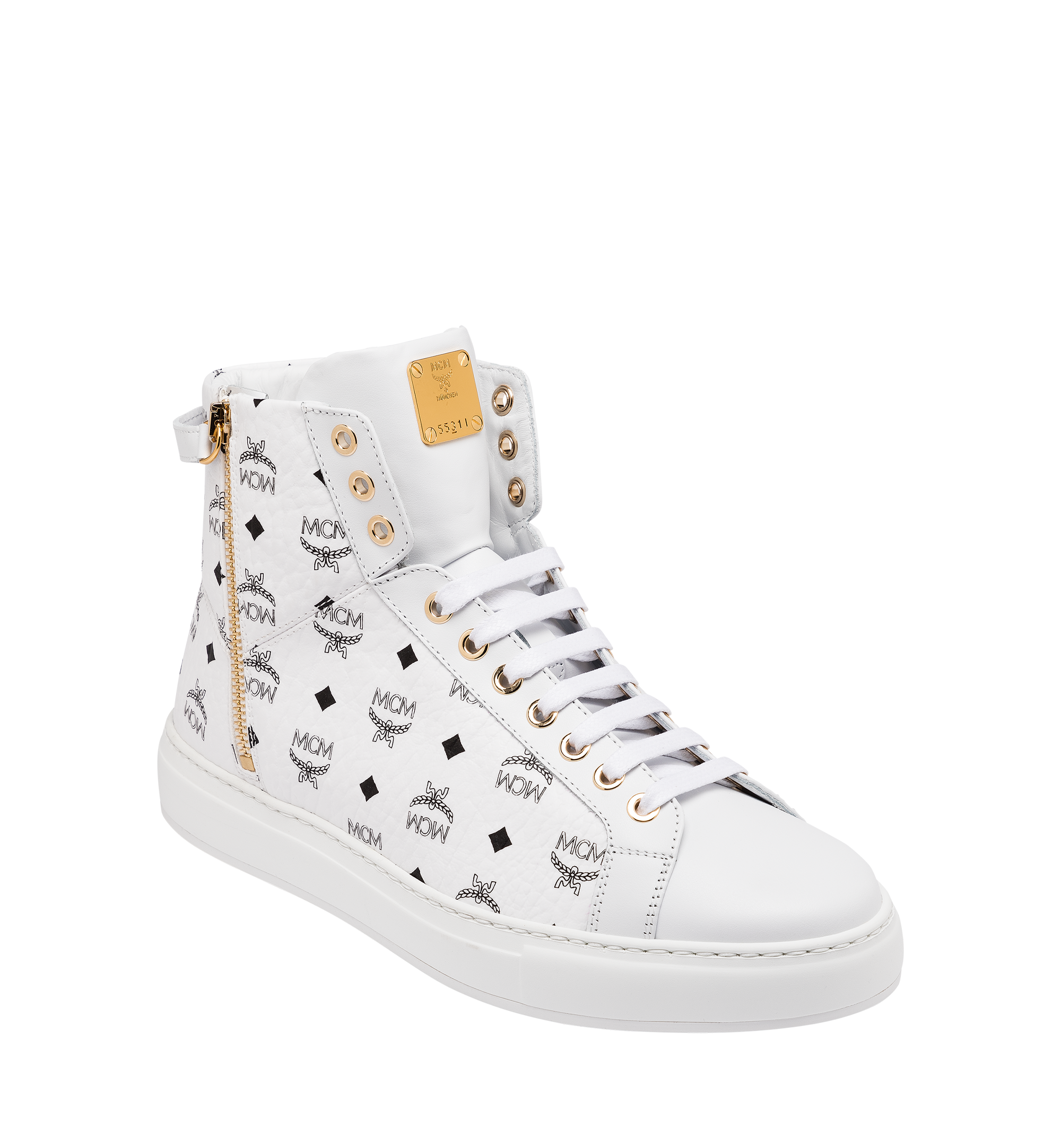 Mcm Women's Classic High Top Sneakers In Visetos In White