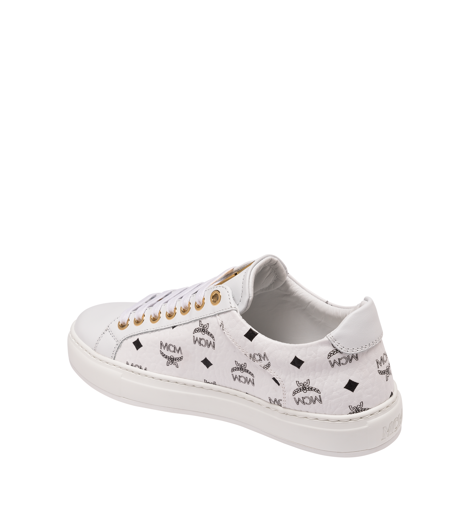 MCM Baskets basses classiques pour femme en Visetos White MES9SMM03WT038 Plus de photos 2