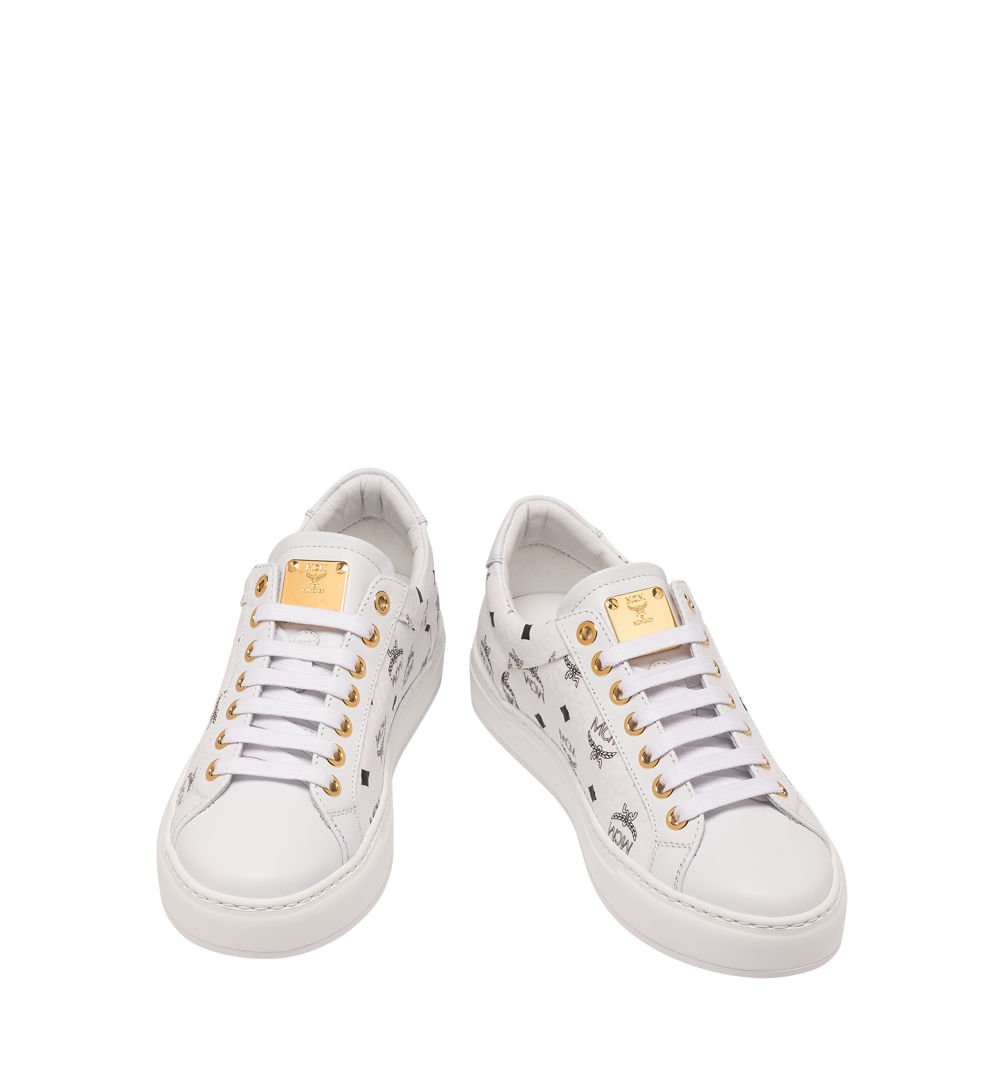 MCM Baskets basses classiques pour femme en Visetos White MES9SMM03WT039 Plus de photos 3