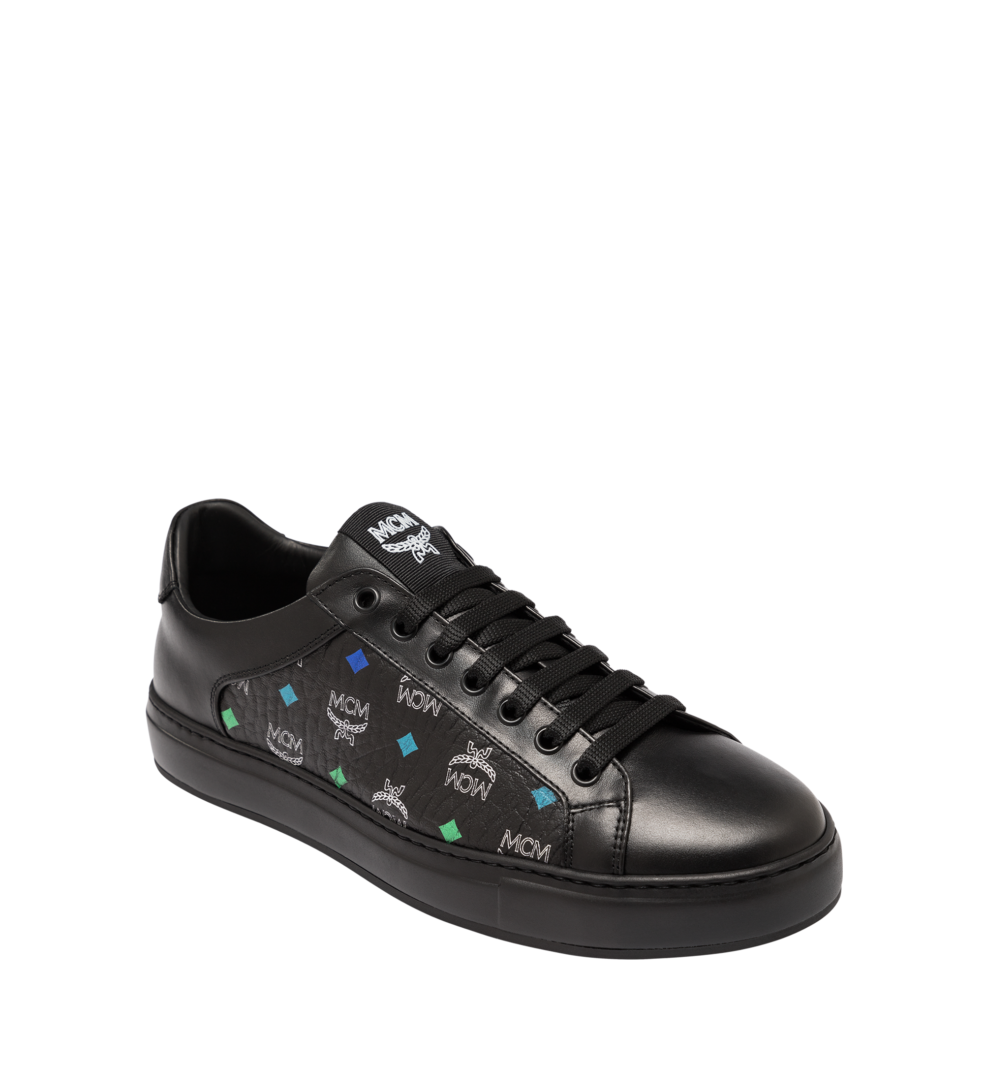 MCM Women's Low Top Sneakers in Skyoptic Visetos Black MES9SMM08BA035 Alternate View 1