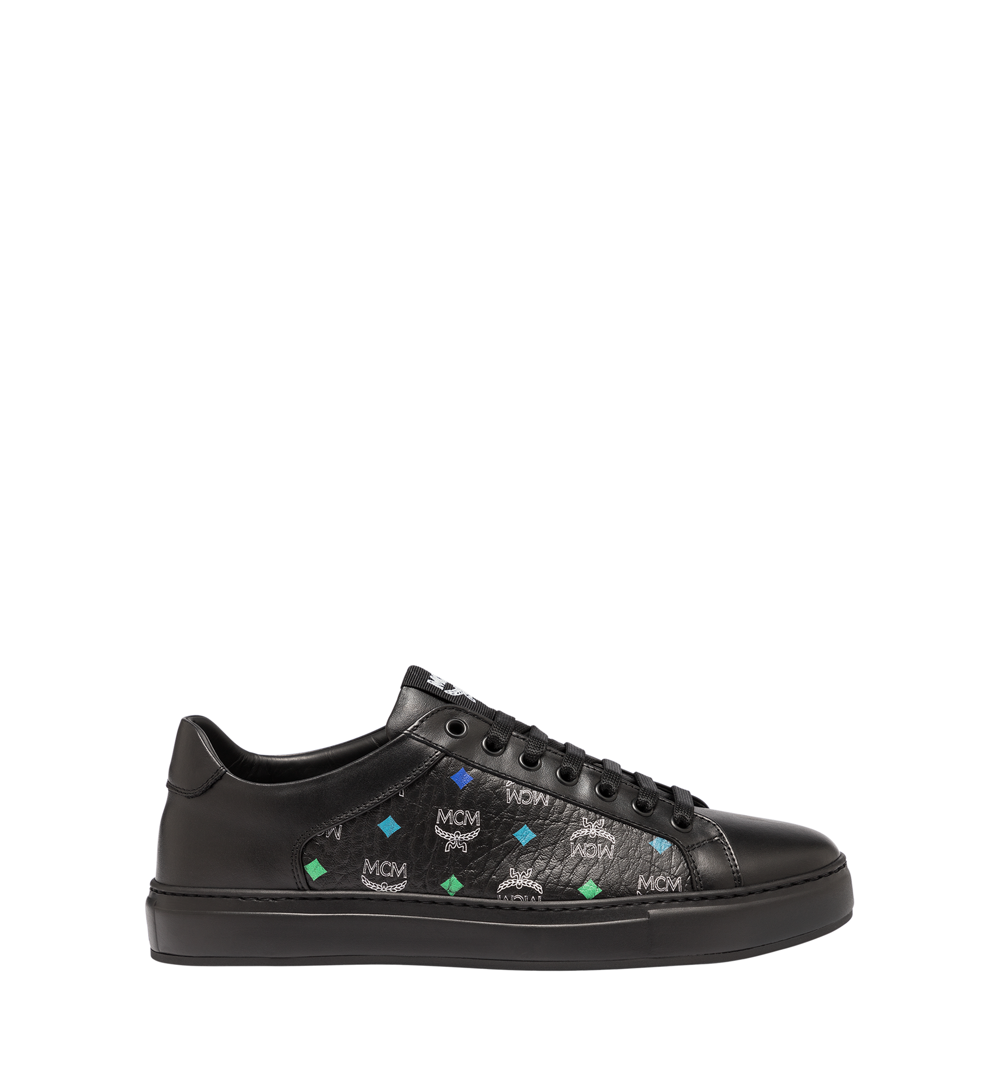 MCM Women's Low Top Sneakers in Skyoptic Visetos Black MES9SMM08BA035 Alternate View 1