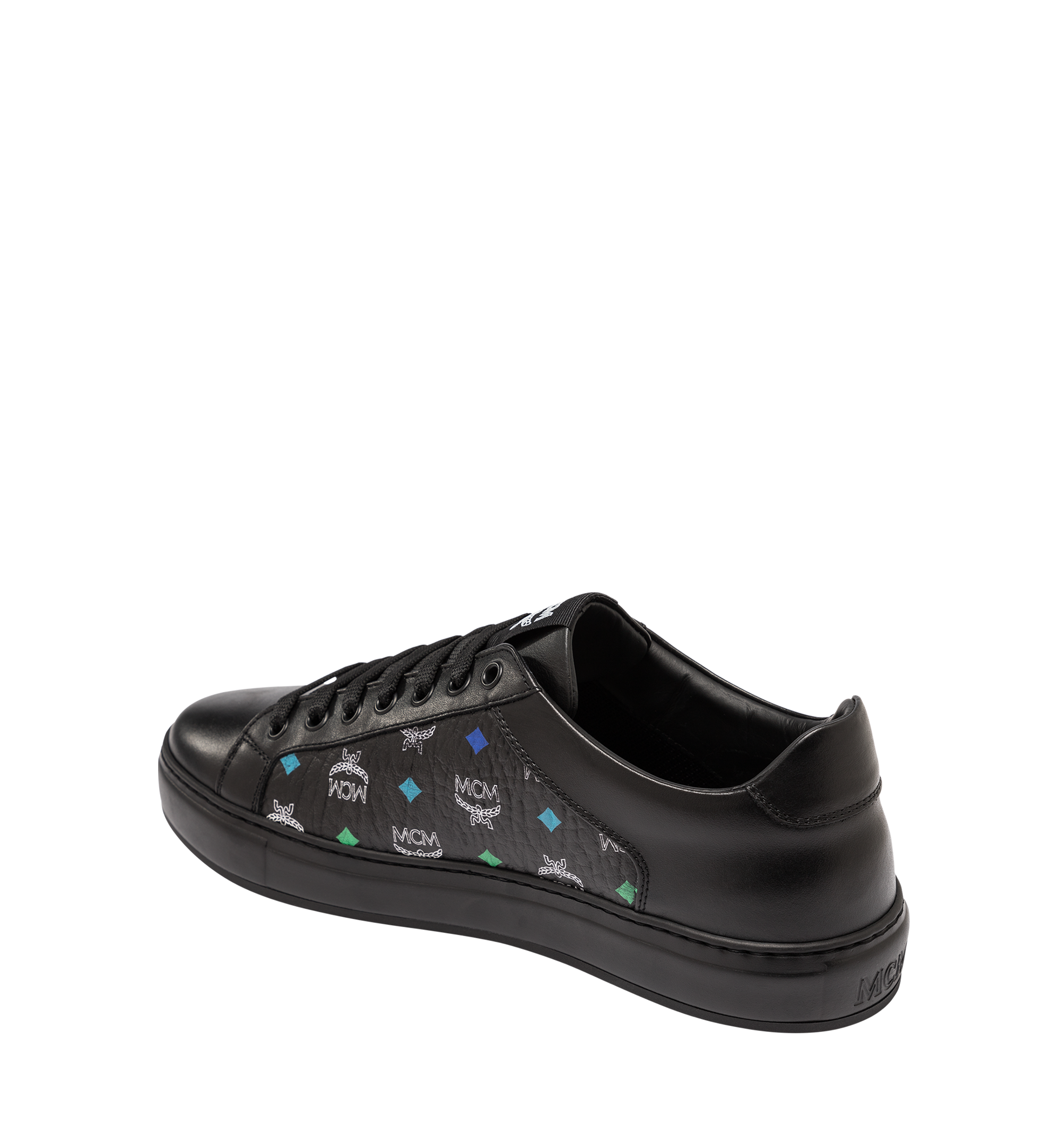 MCM Women's Low Top Sneakers in Skyoptic Visetos Black MES9SMM08BA035 Alternate View 2