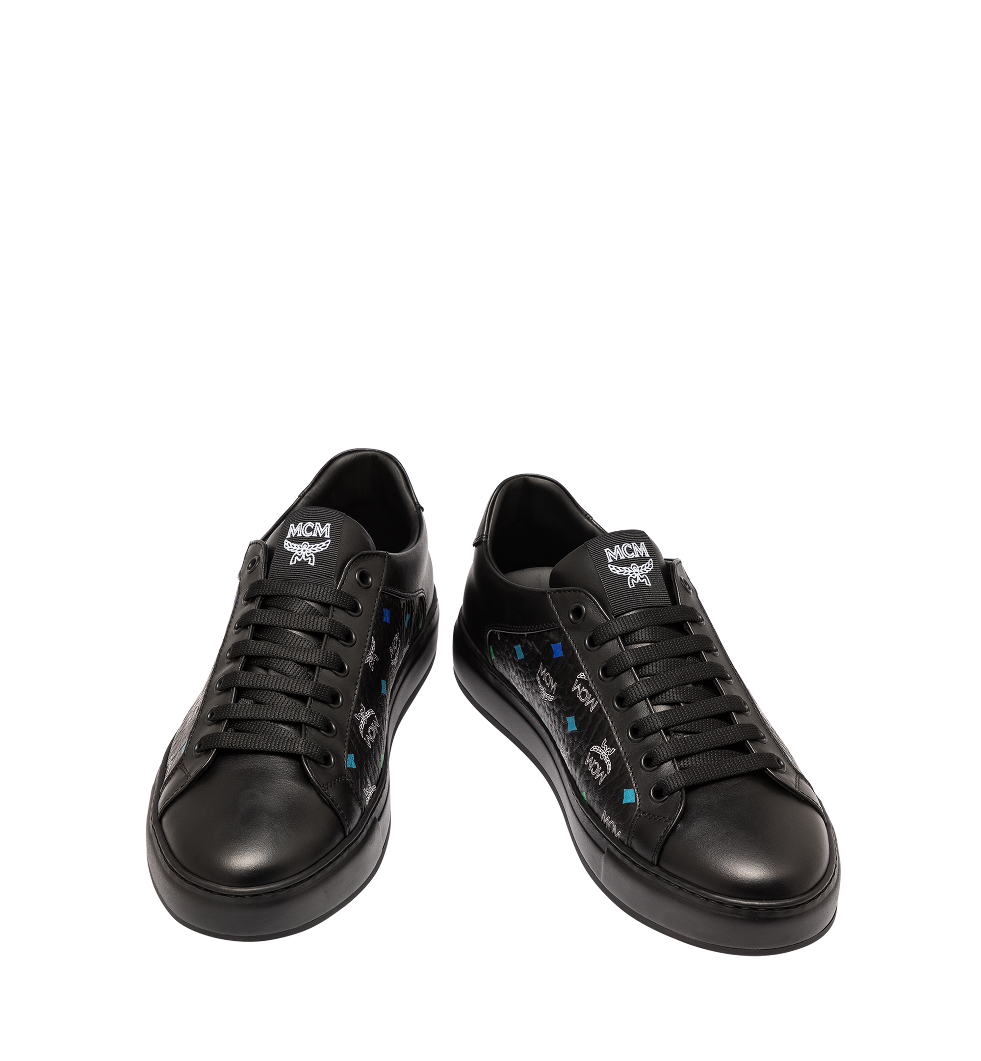 MCM Women's Low Top Sneakers in Skyoptic Visetos Black MES9SMM08BA035 Alternate View 3