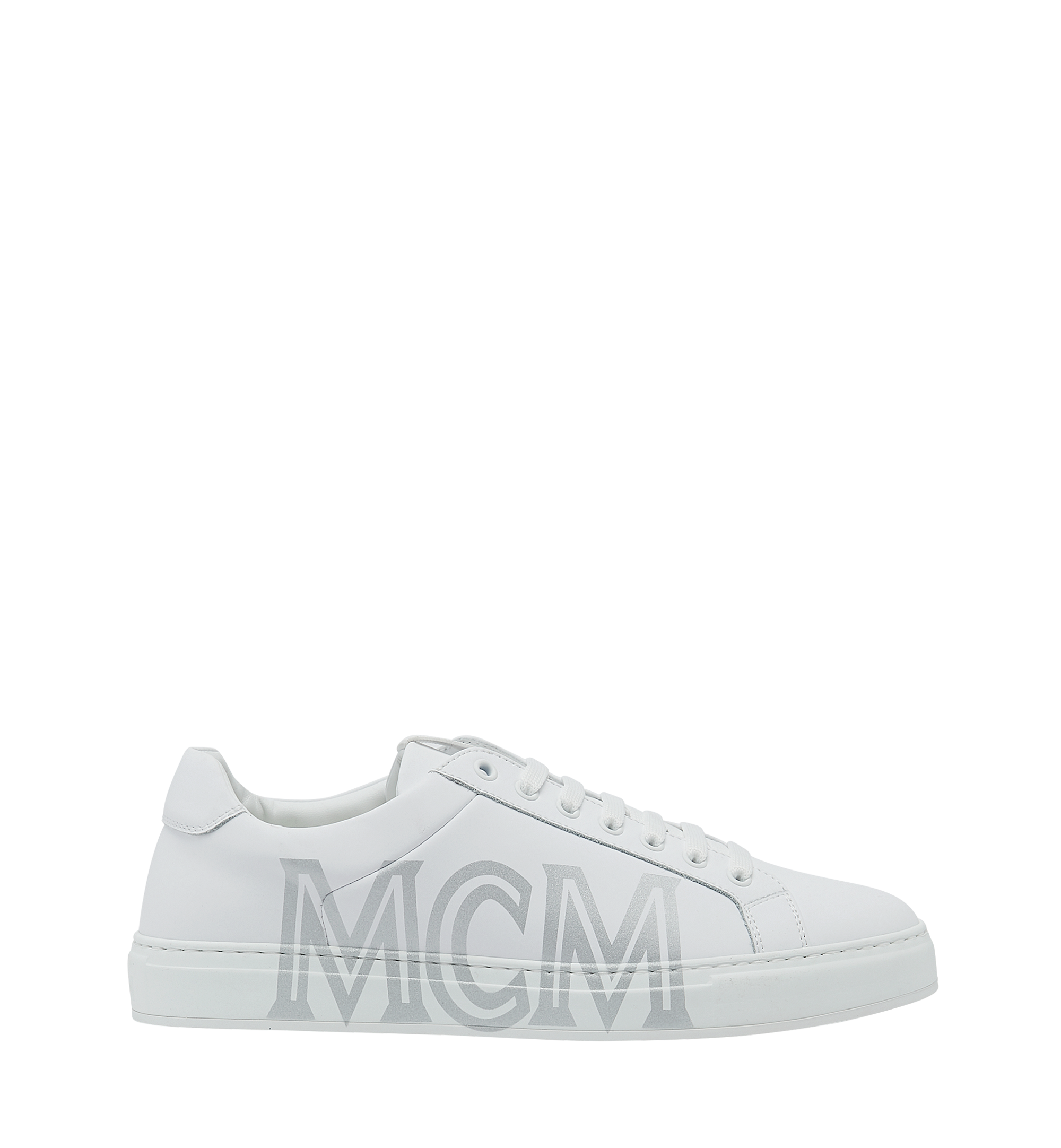 MCM Women's Low Top Sneakers in Leather White MES9SMM16WT037 Alternate View 1