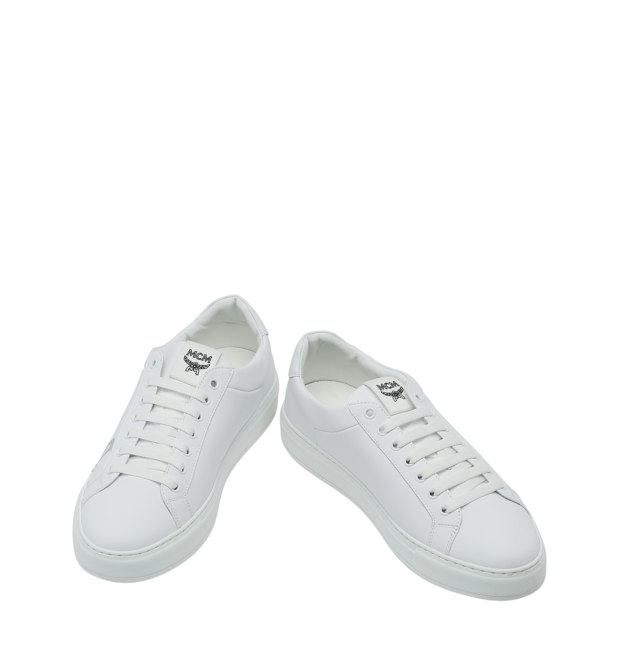 MCM Women's Low Top Sneakers in Leather White MES9SMM16WT037 Alternate View 3
