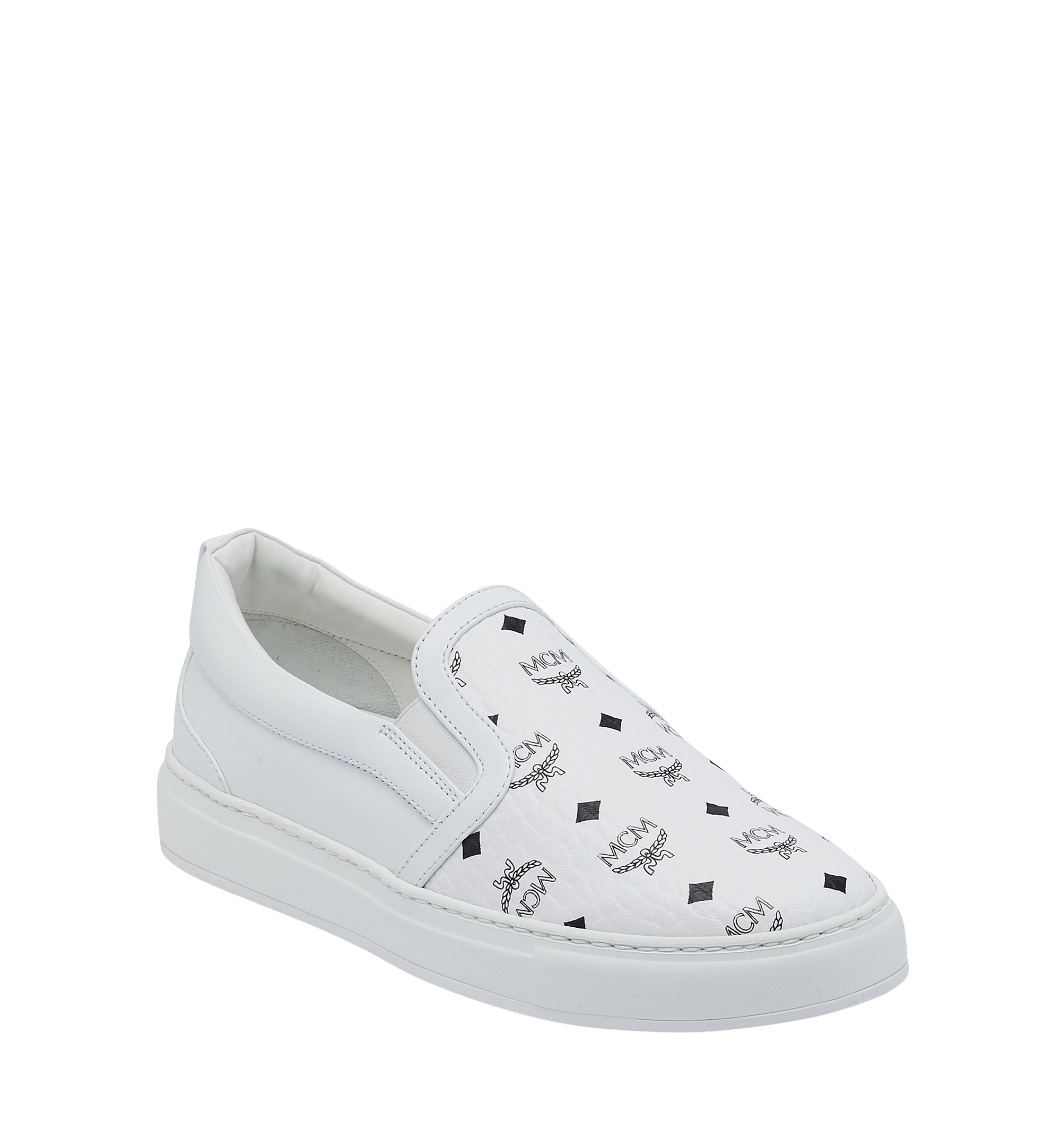 37 IT Women s Visetos Slip On Sneakers White MCM US