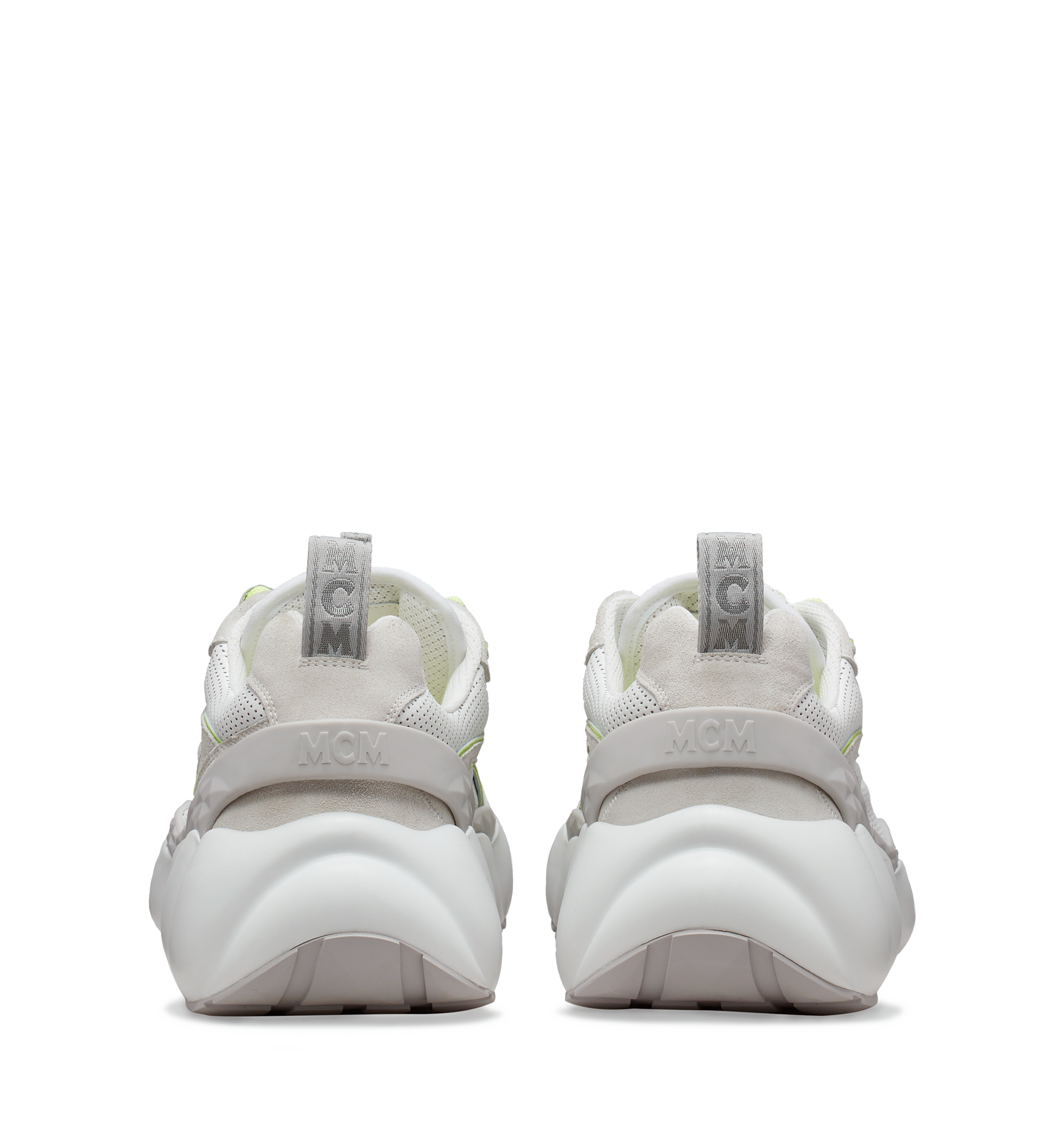 MCM Baskets basses Himmel en daim pour femme White MES9SNX06WT038 Plus de photos 4