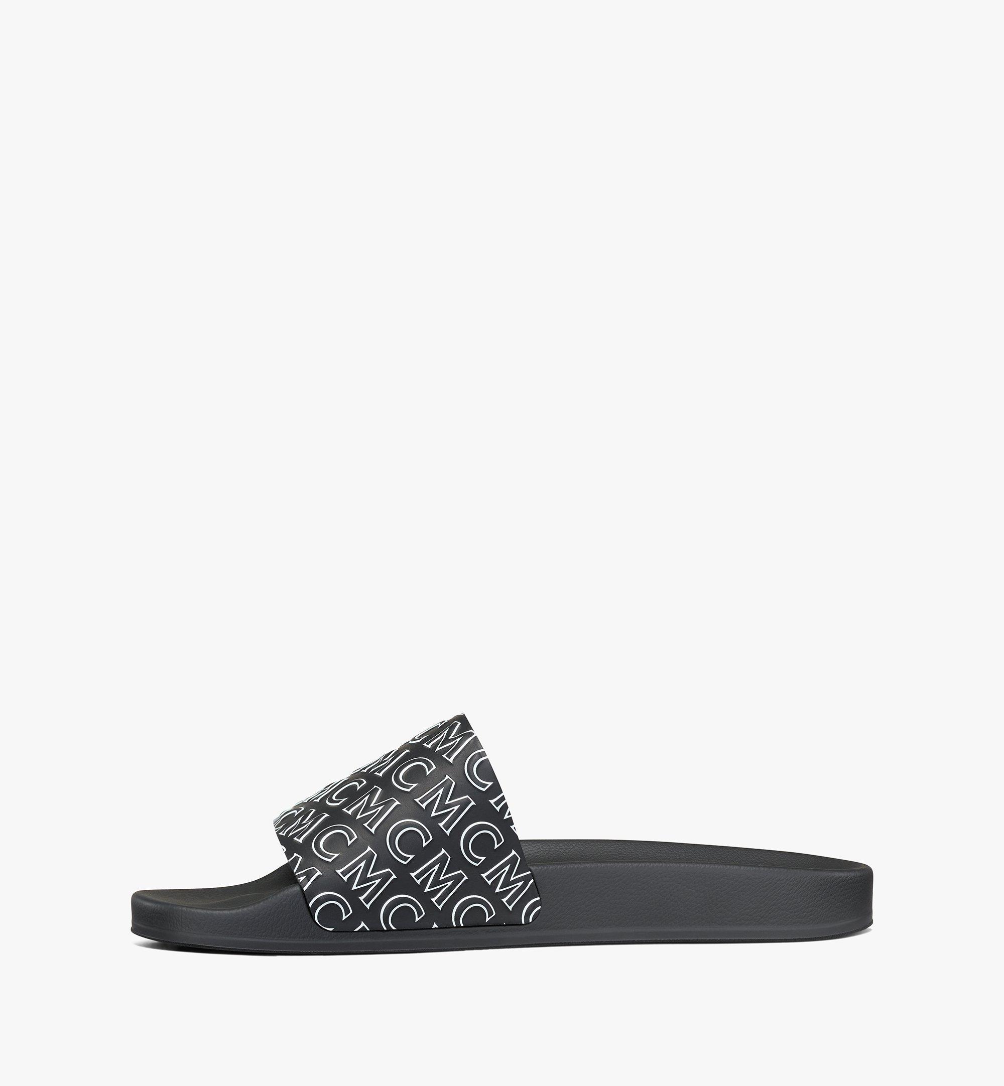 t monogram leather bubble slides