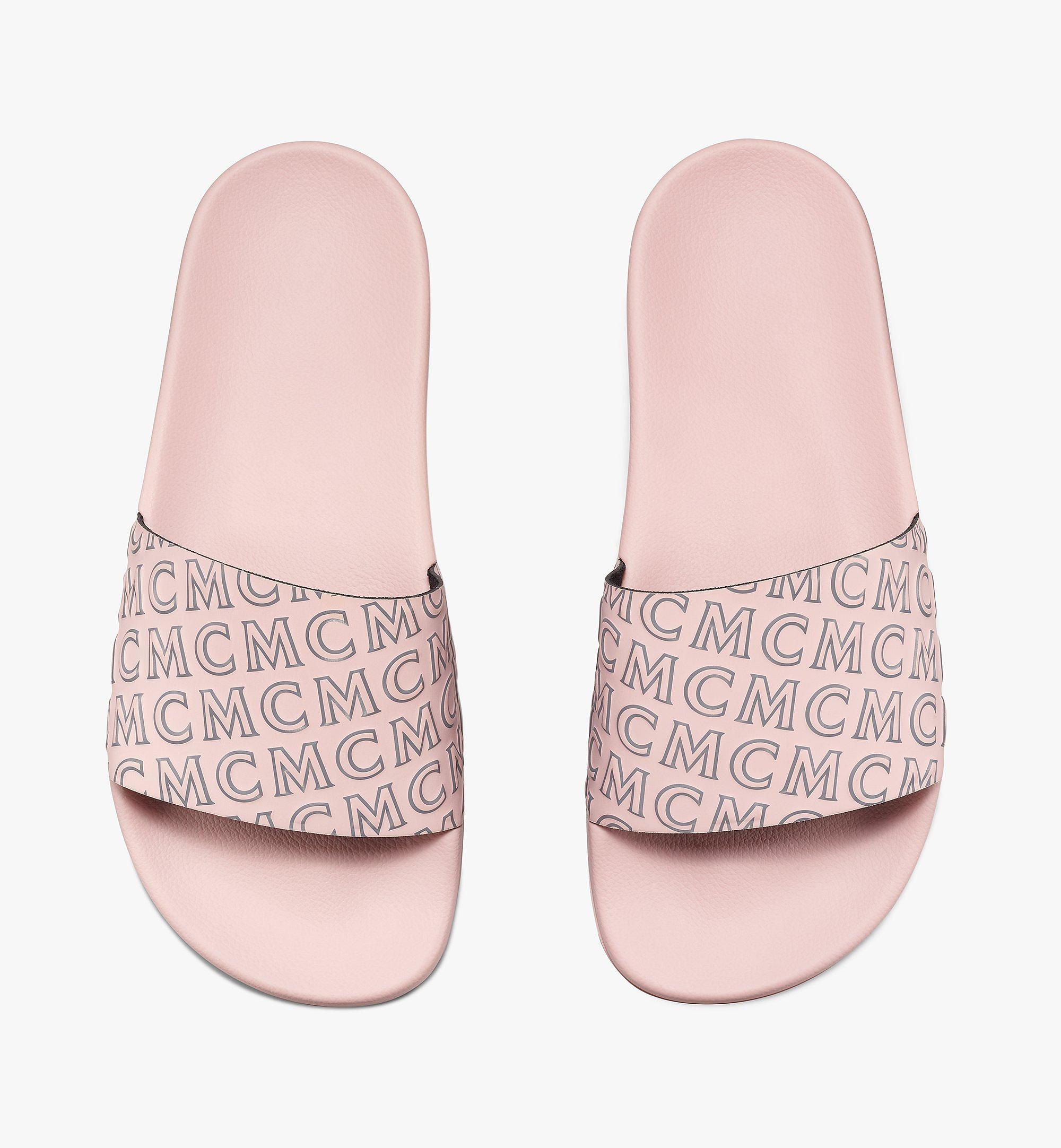 38 IT Women's Diagonal Monogram Rubber Slides SOFT PINK | MCM ®US