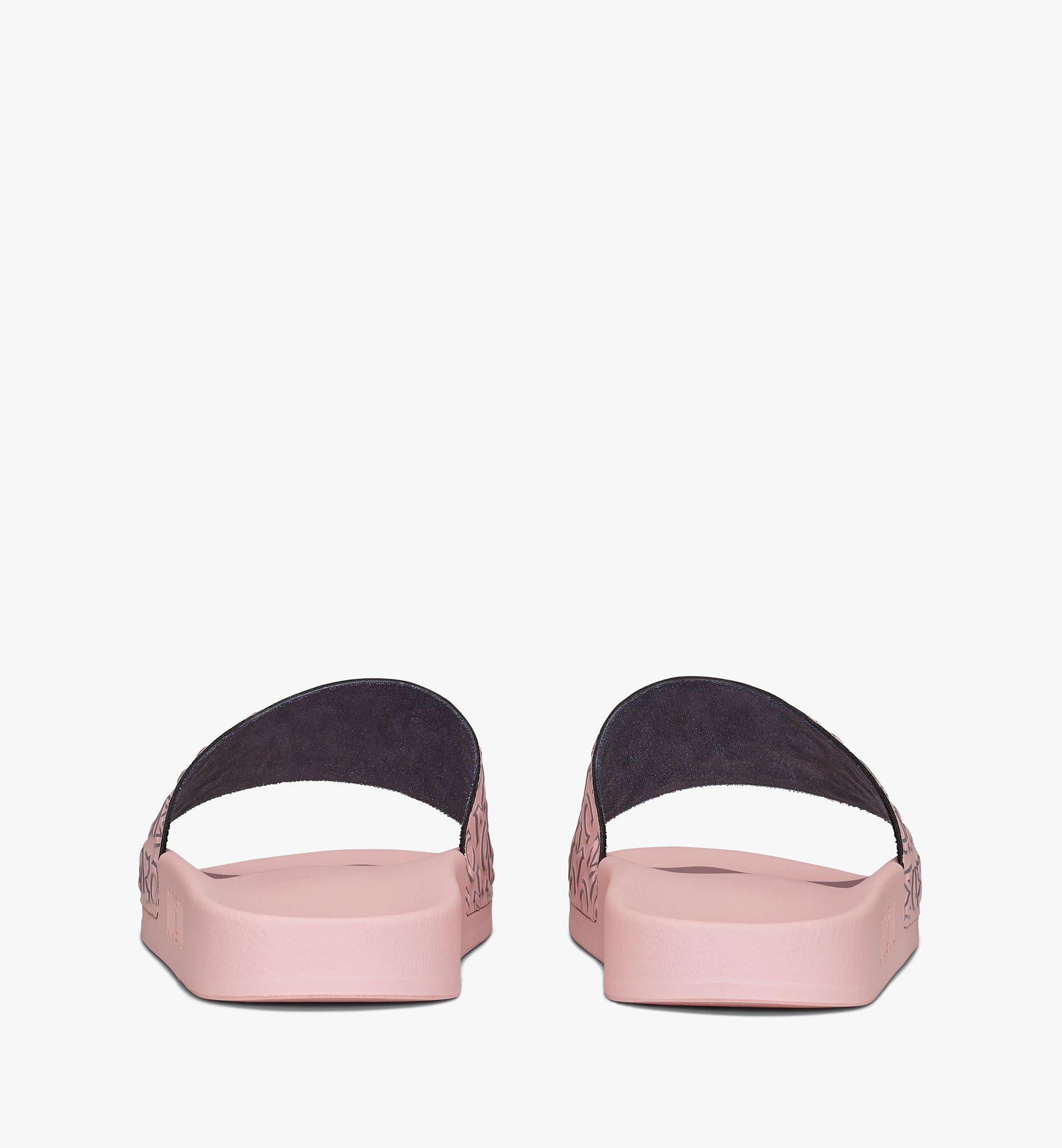 MCM Women's Diagonal Monogram Rubber Slides Pink MESAAMM16PZ040 ほかの角度から見る 2