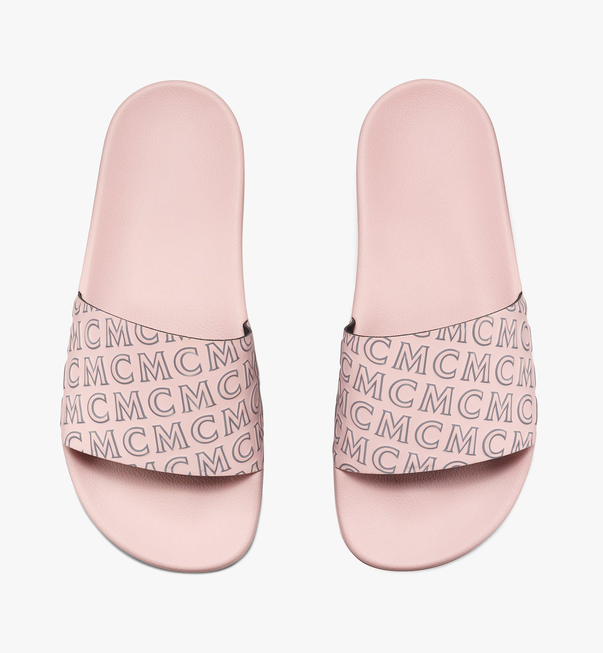 MCM Women's Diagonal Monogram Rubber Slides Pink MESAAMM16PZ040 ほかの角度から見る 4