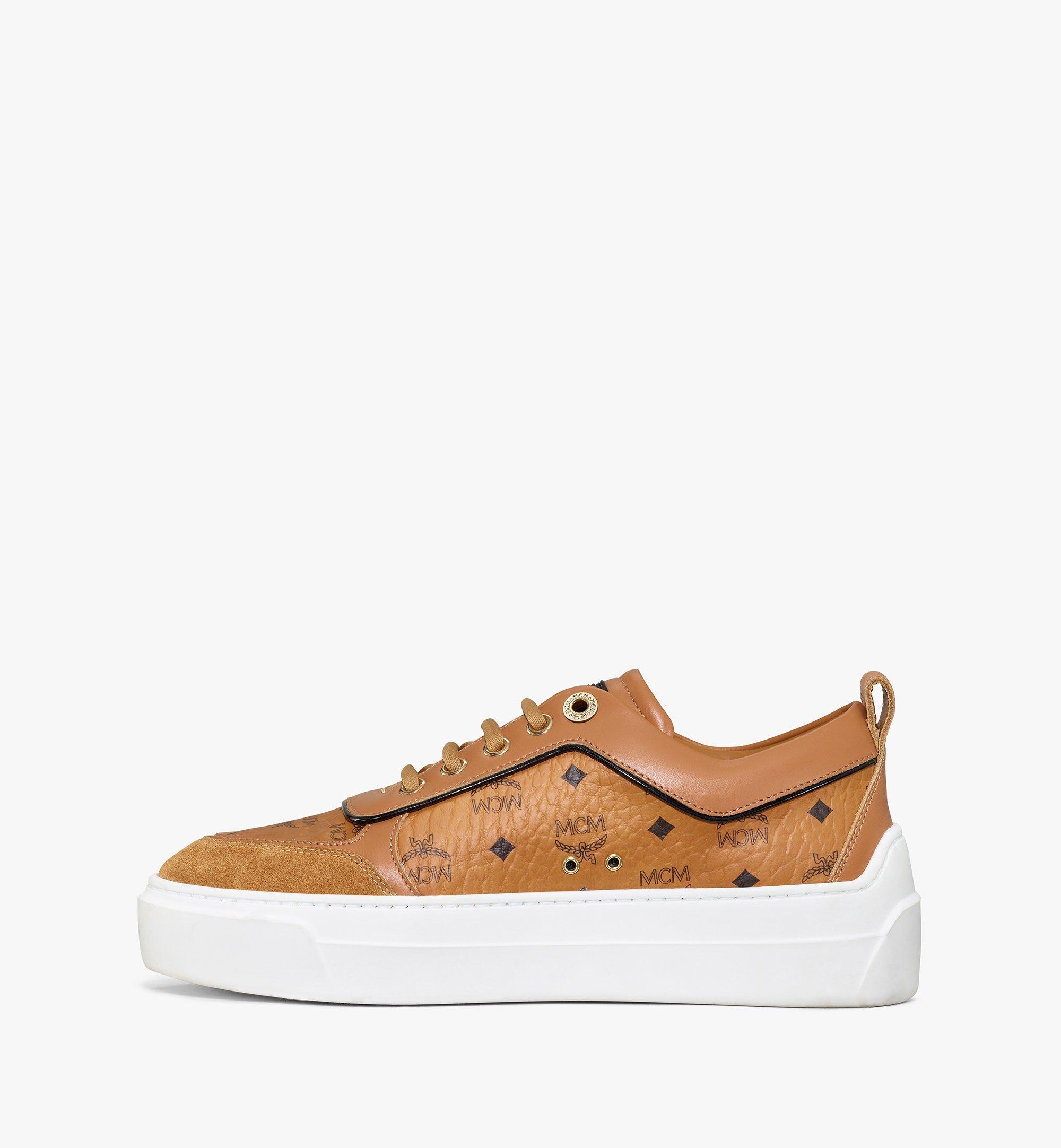 38 IT Women's Skyward Platform Sneakers in Visetos Cognac | MCM ®US