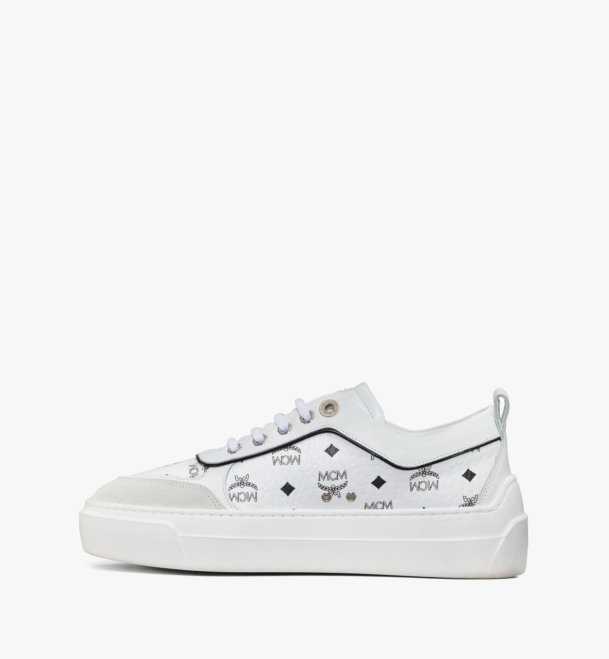 MCM Skyward Platform Sneakers in Visetos White MESAAMM19WT039 Alternate View 1