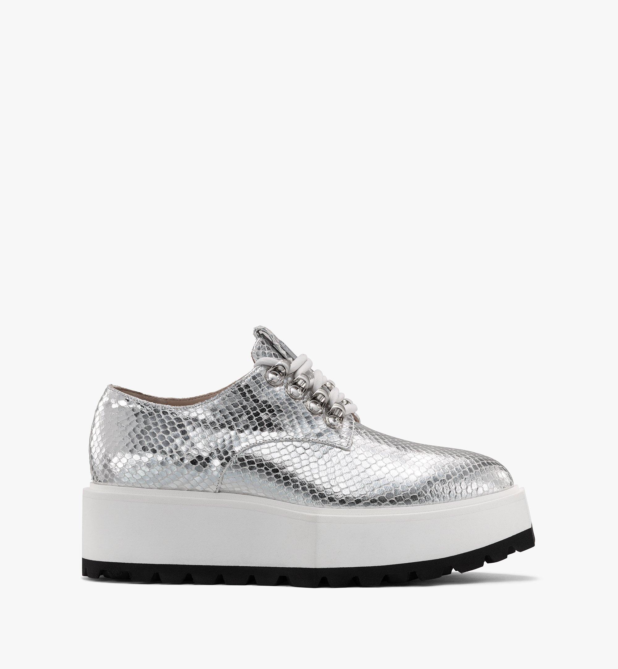 MCM Women's Platform Shoes in Disco Silver Leather Silver MESASMM31SE037 Alternate View 1
