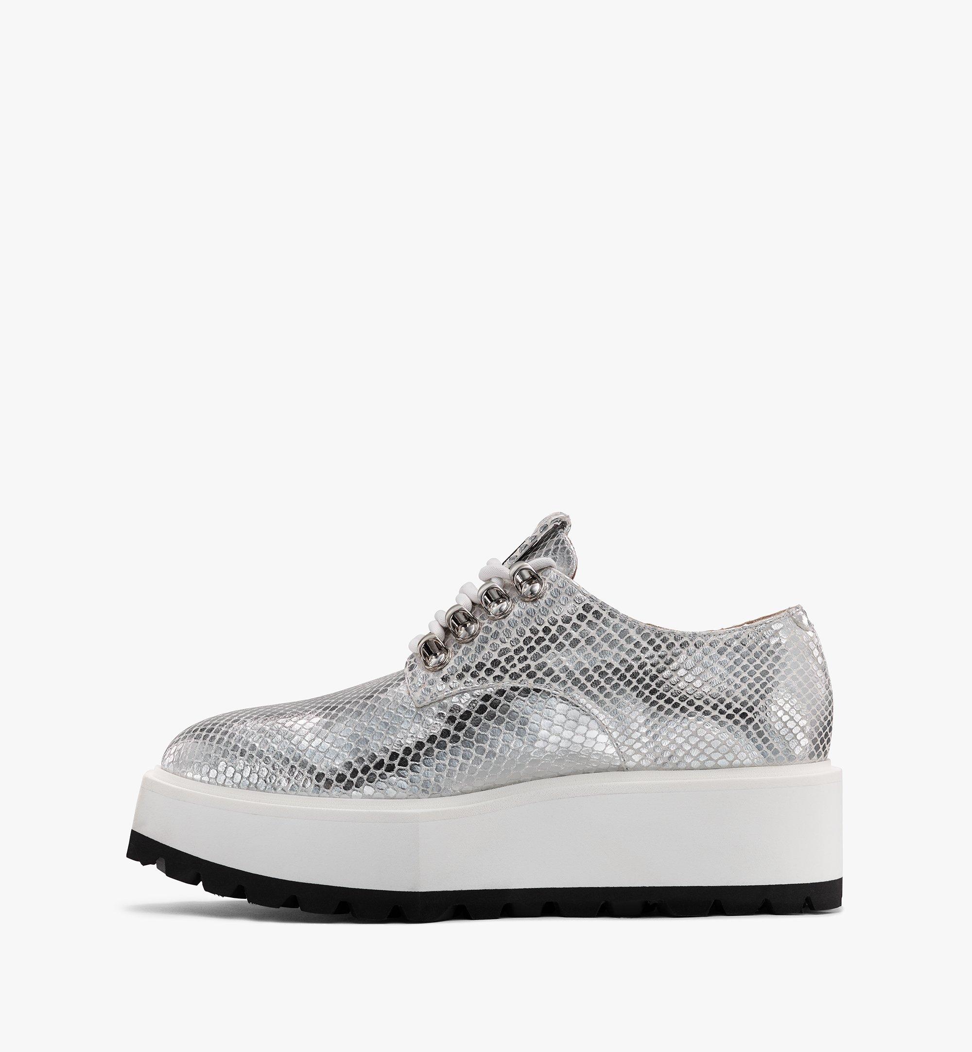 MCM Women's Platform Shoes in Disco Silver Leather Silver MESASMM31SE037 Alternate View 3
