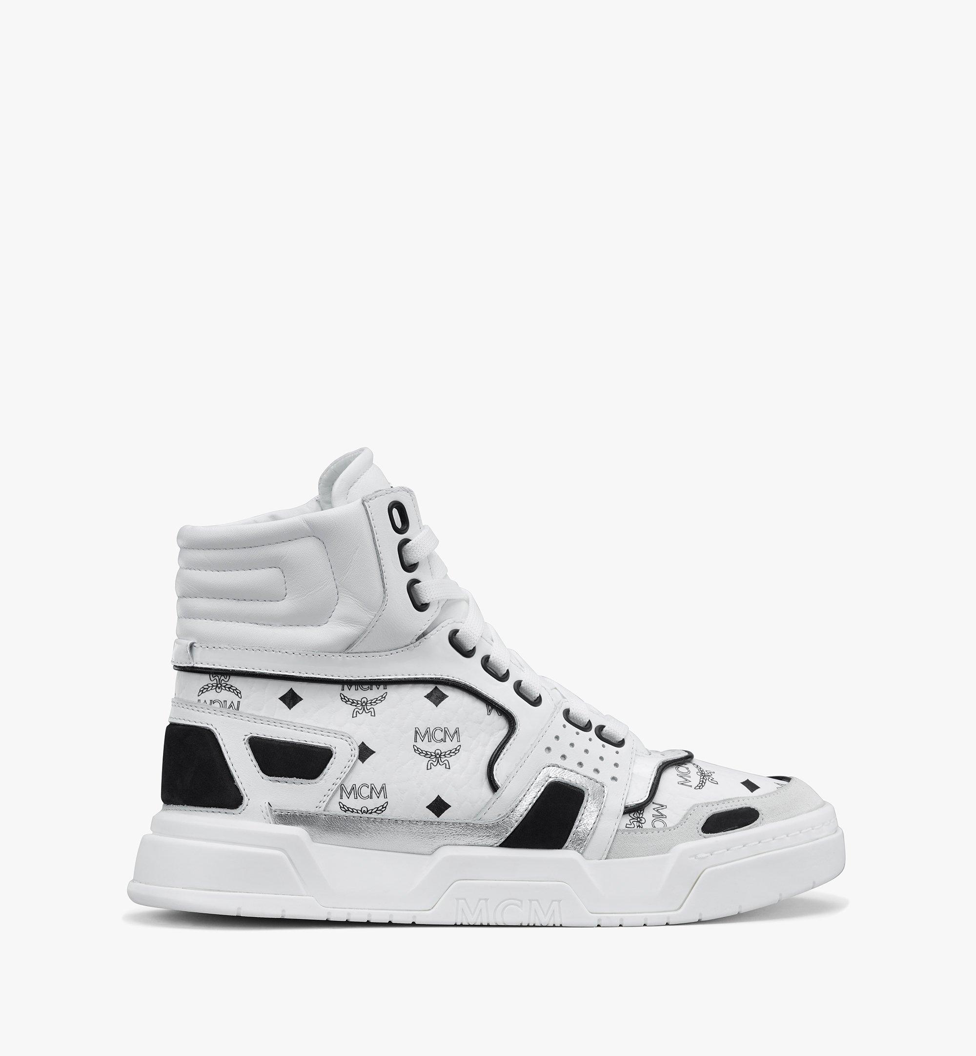 38 Women's Skyward High Top Sneakers in Visetos White | MCM® DE 38 Women's Skyward High Top Sneakers in Visetos White | MCM® DE