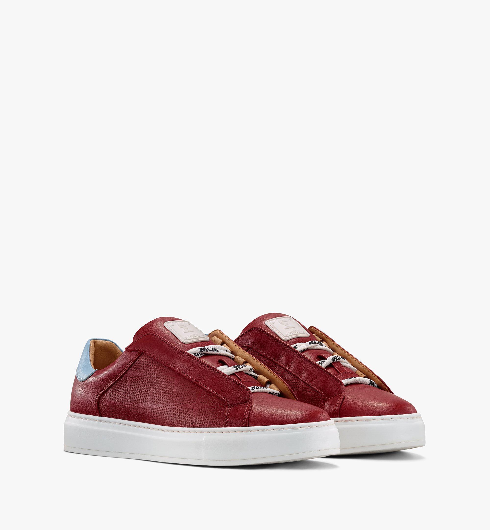 MCM Women's Classic Low-Top Sneakers in Diamond Perforated Leather  MESASSE06QE037 Alternate View 1