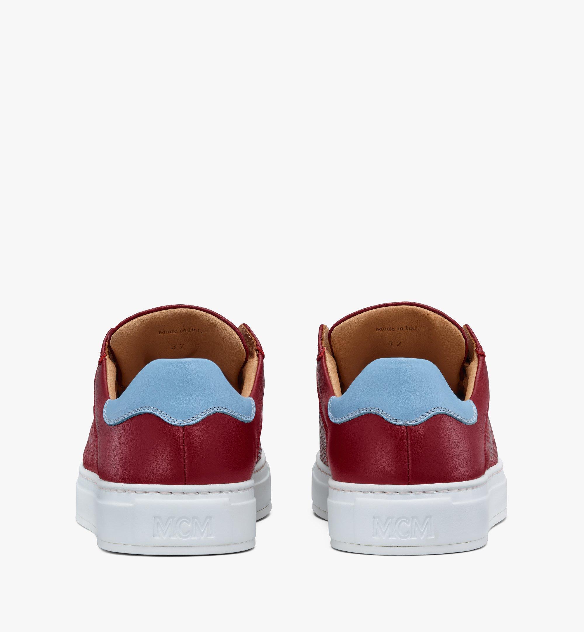 MCM Women's Classic Low-Top Sneakers in Diamond Perforated Leather  MESASSE06QE037 Alternate View 2