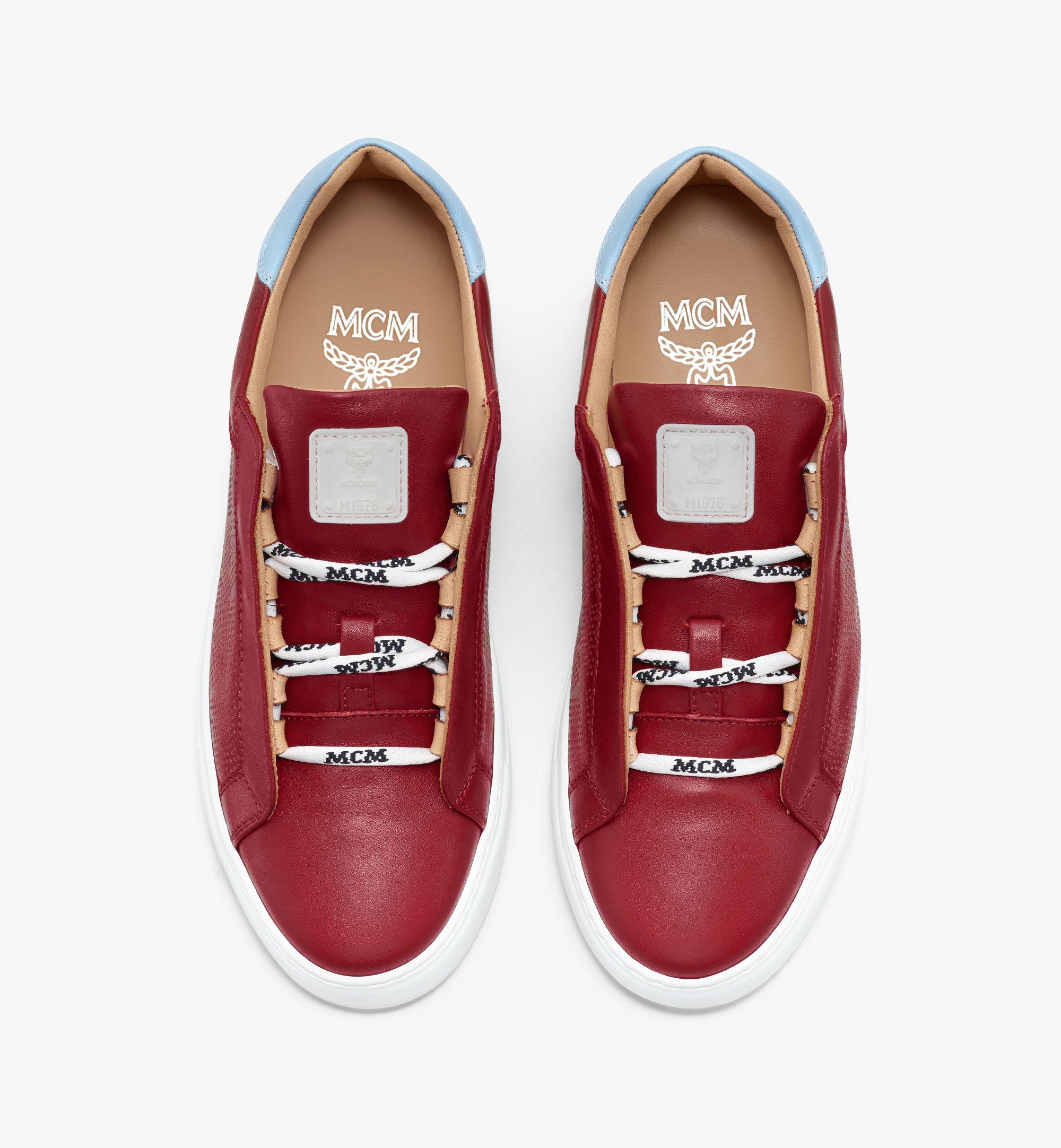 MCM Women's Classic Low-Top Sneakers in Diamond Perforated Leather  MESASSE06QE037 Alternate View 4