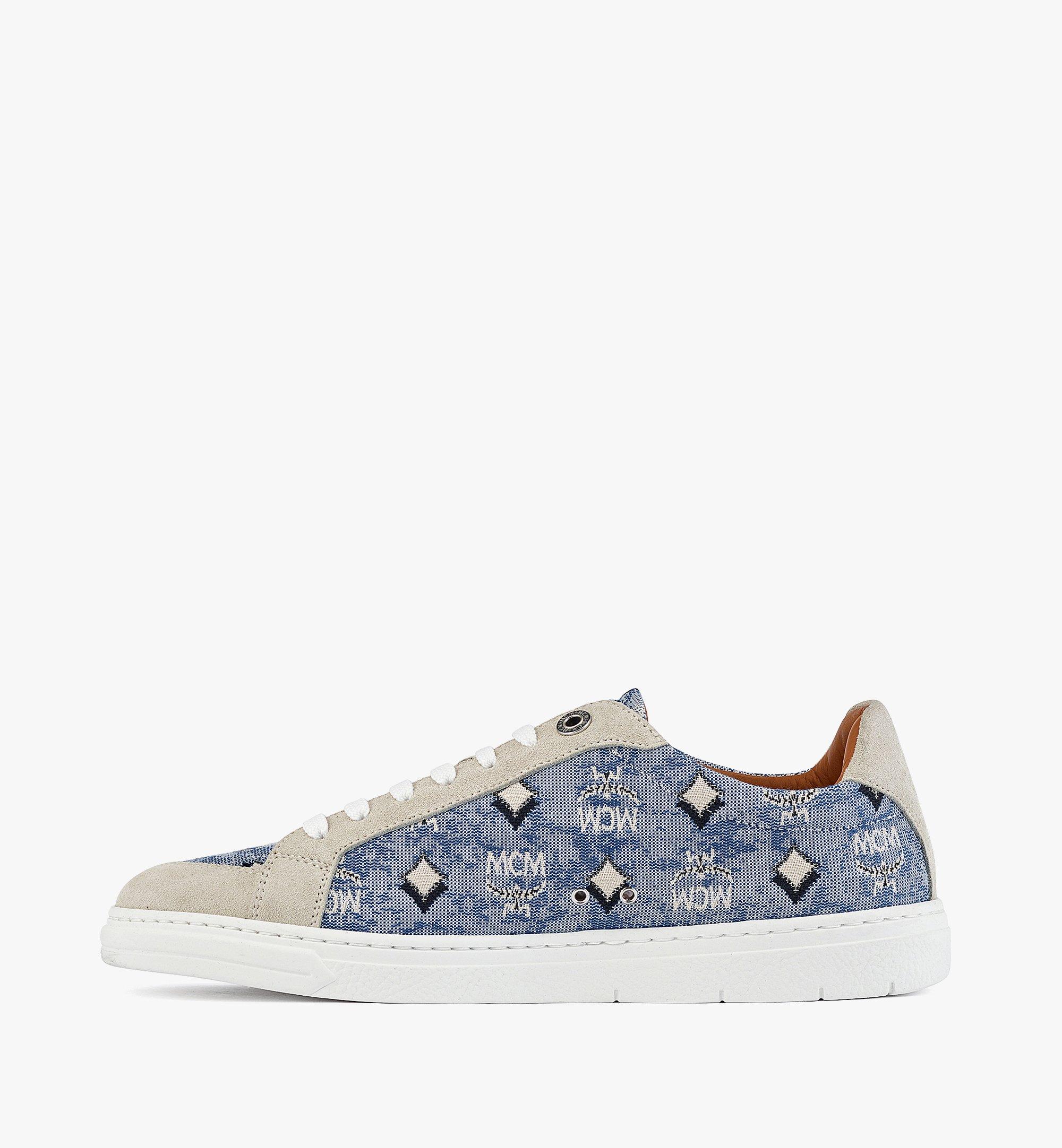 MCM Women’s Terrain Lo Sneakers in Vintage Monogram Jacquard Blue MESBATQ02LU040 Alternate View 1