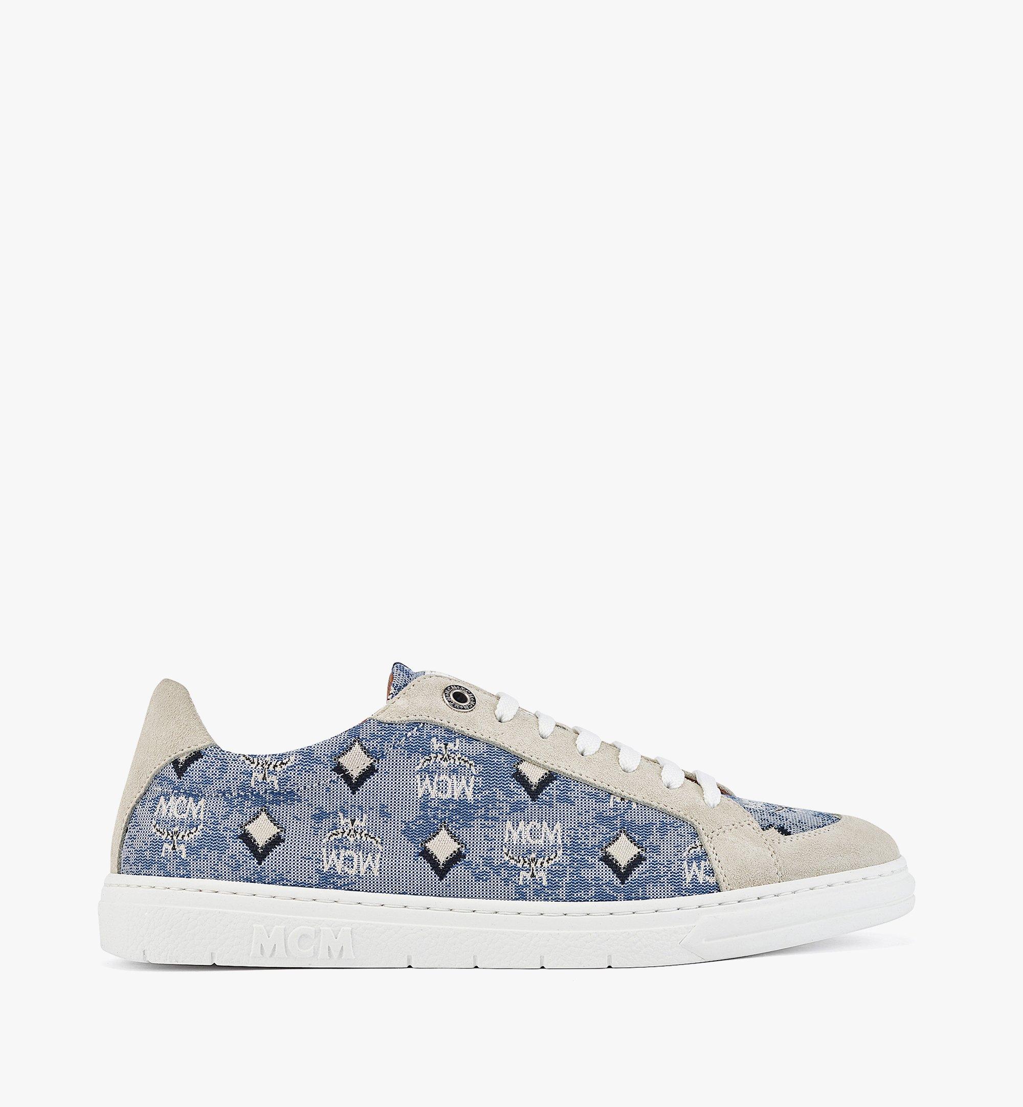 MCM Women’s Terrain Lo Sneakers in Vintage Monogram Jacquard Blue MESBATQ02LU040 Alternate View 3